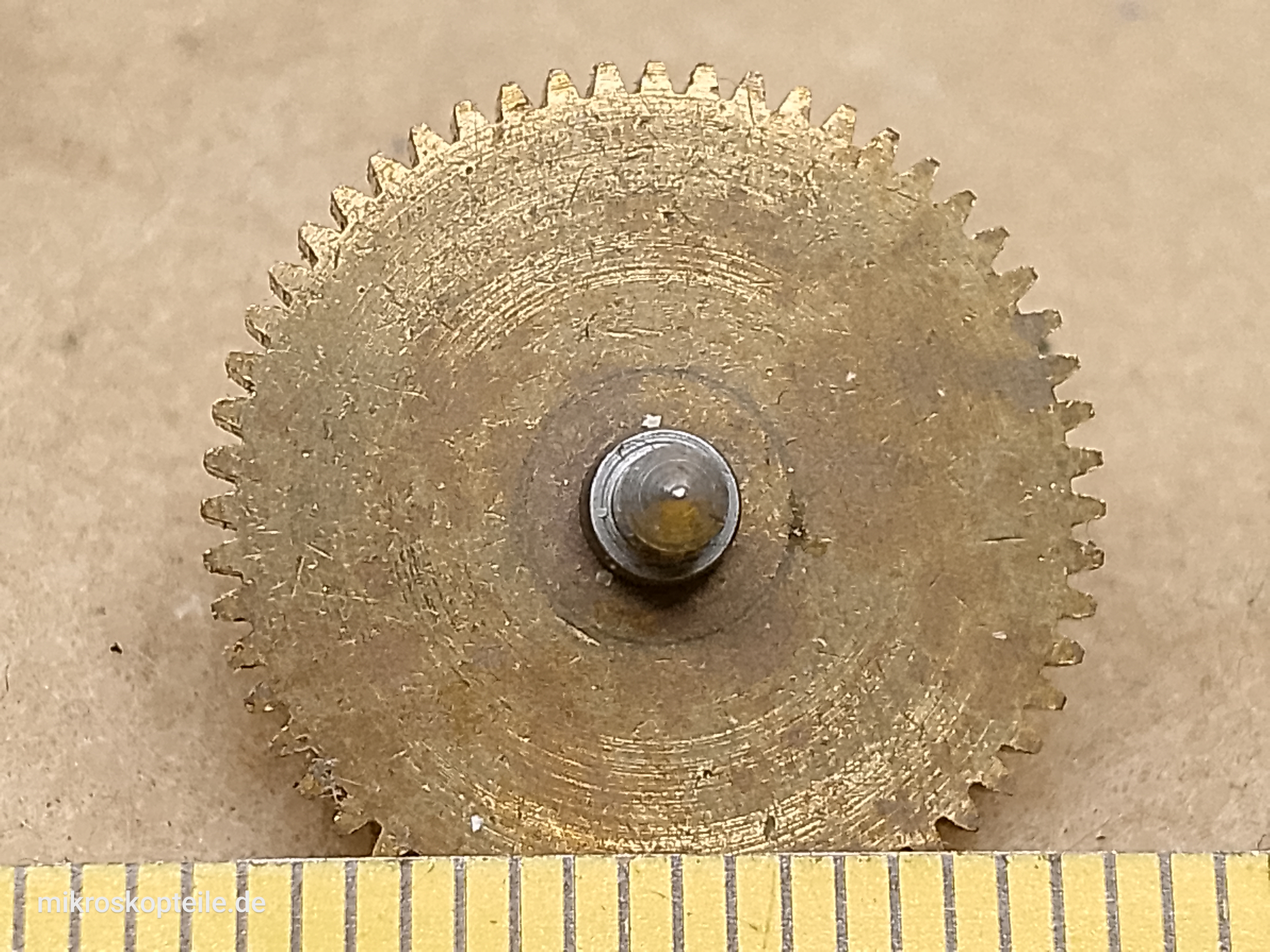 Carl Zeiss Jena Ergaval / Amplival - mosiężna zębatka mechanizmu makro i mikro mikroskopu / koło zębate - ujęcie #4