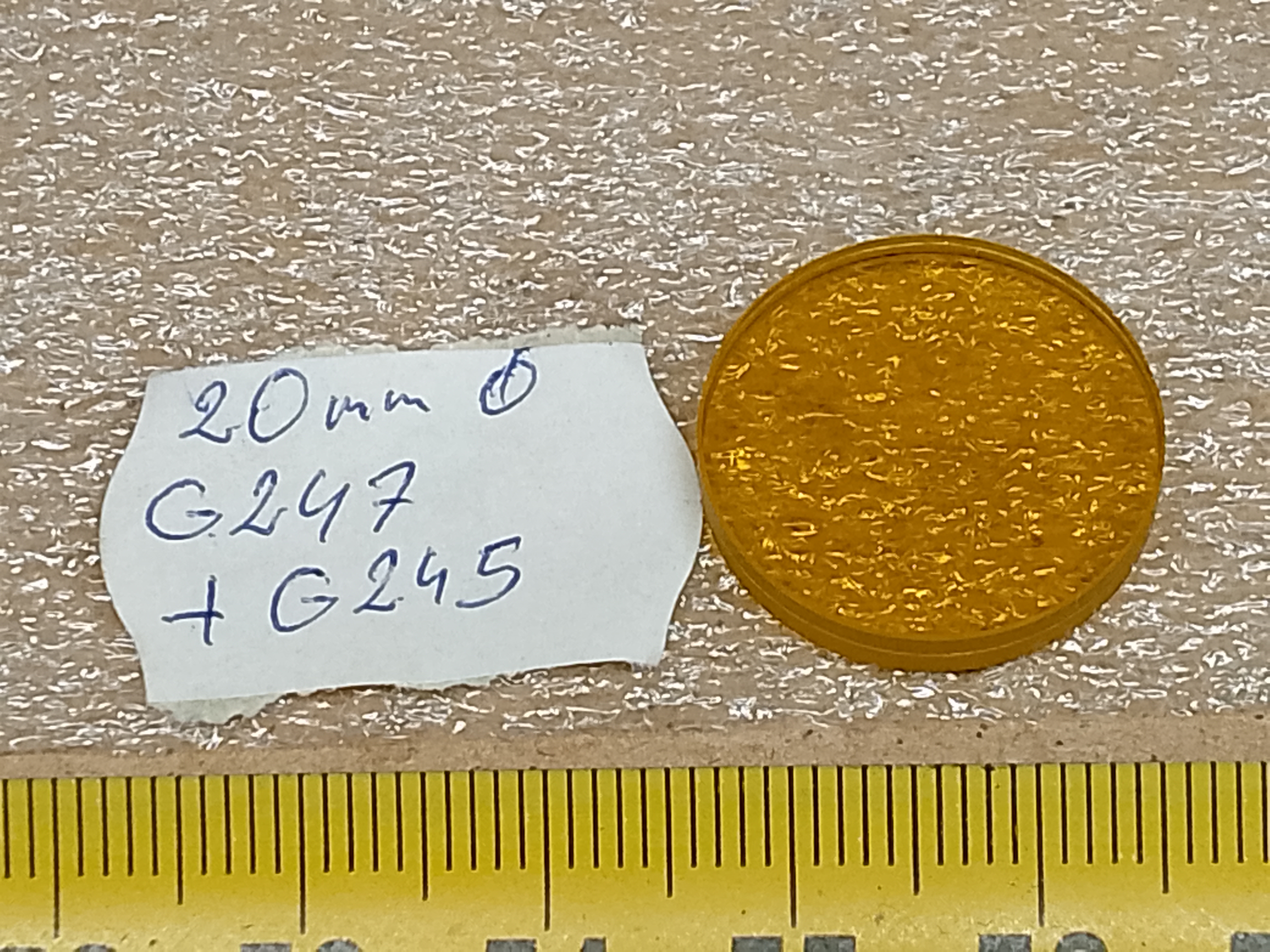 Carl Zeiss Jena Jenalumar Filtr mikroskopowy fluorescencyjny Carl Zeiss Jena G247 + G245 średnica 20 mm, żółty - ujęcie #1