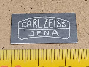 Carl Zeiss Jena model Oryginalna aluminiowa plakietka Carl Zeiss Jena do przyklejenia na mikroskop