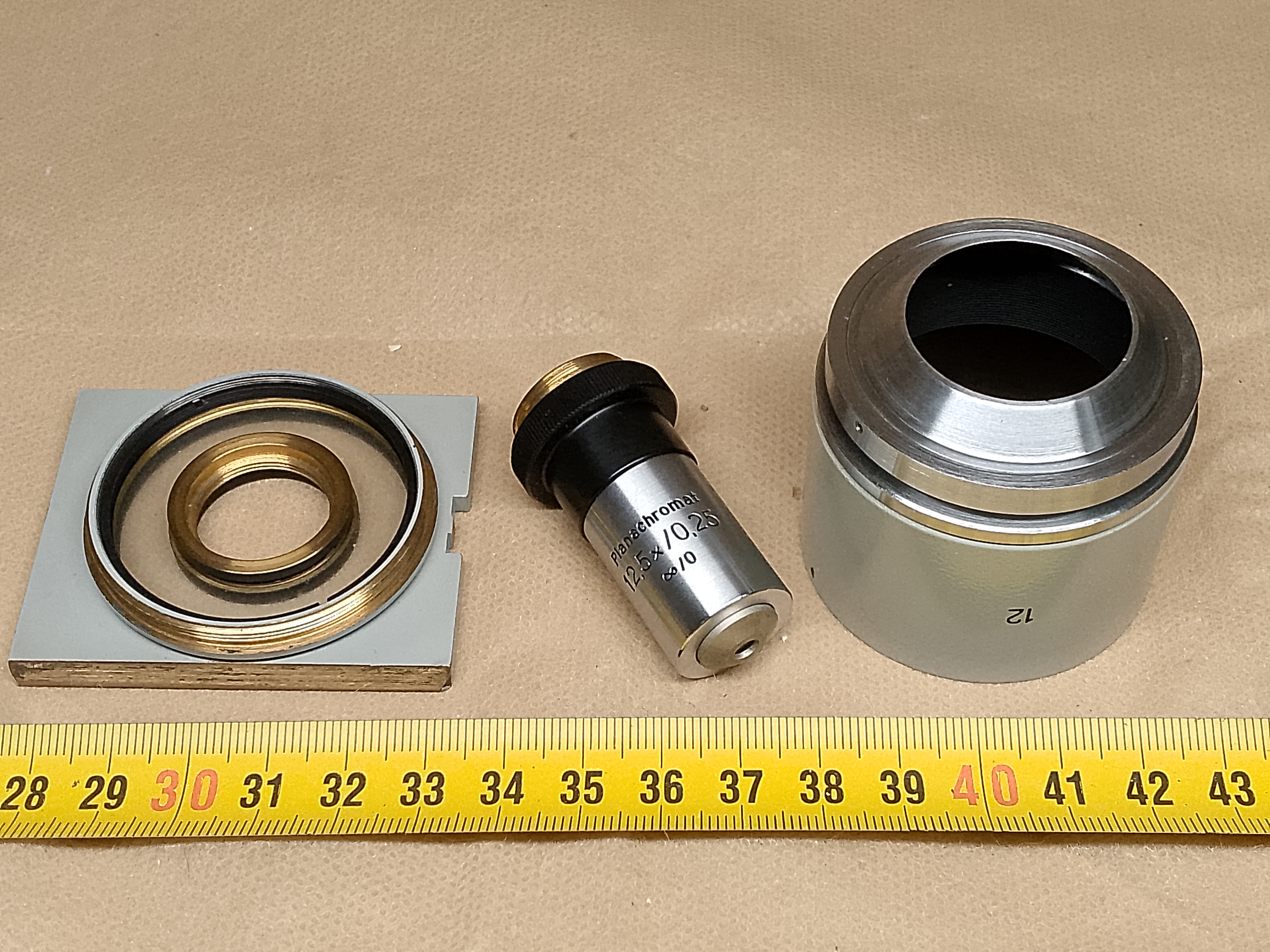 Carl Zeiss Jena Vertival Wsuwka lustrzana (tzw. kondensor ciemnego pola EPI) numer "12" wraz z obiektywem - ujęcie #6