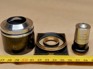Carl Zeiss Jena Vertival Wsuwka lustrzana (tzw. kondensor ciemnego pola EPI) numer "12" wraz z obiektywem - ujęcie #1