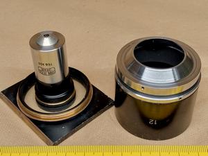 Carl Zeiss Jena Vertival Wsuwka lustrzana (tzw. kondensor ciemnego pola EPI) numer "12" wraz z obiektywem - ujęcie #8