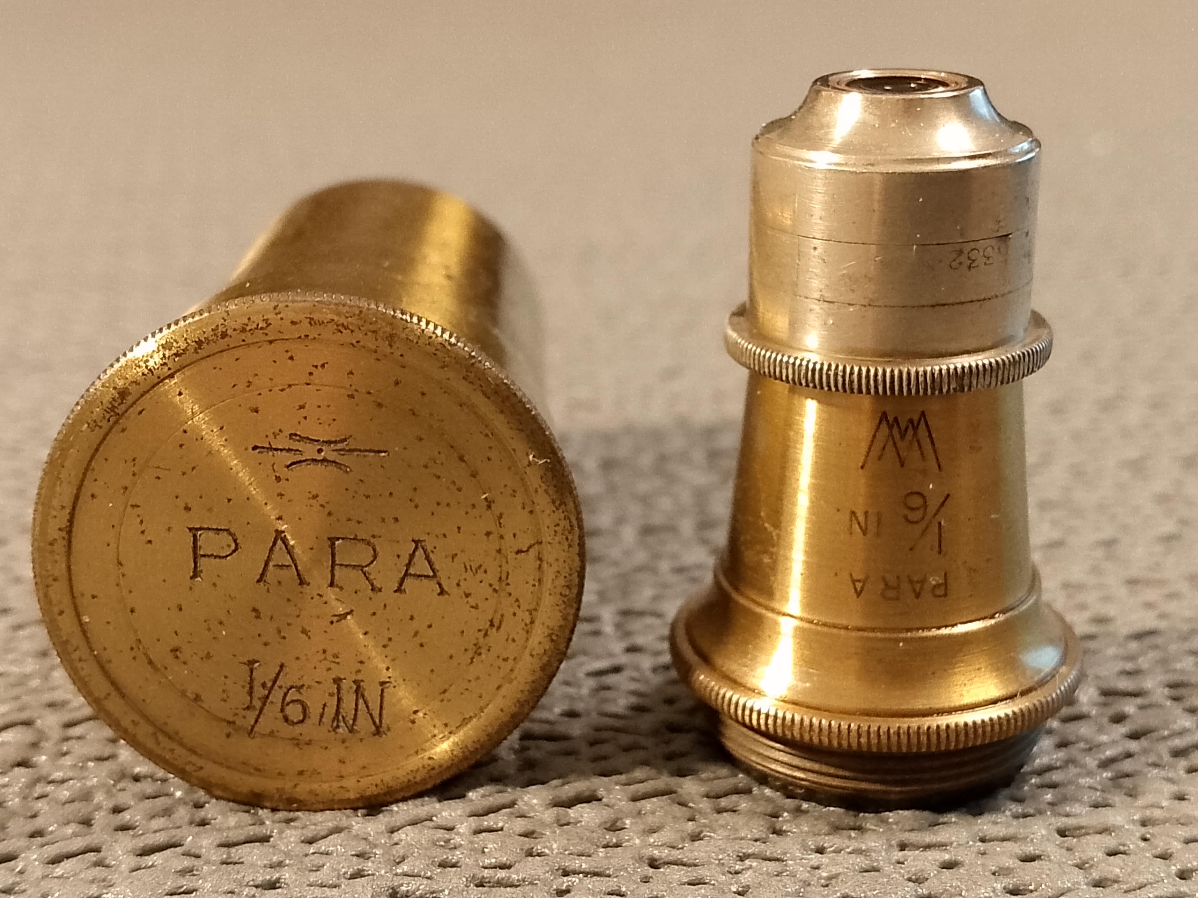 Watson Vintage antique brass Obiektyw mikroskopowy Watson PARA 1/6 IN., RMS, mosiężny, vintage, antique - ujęcie #2