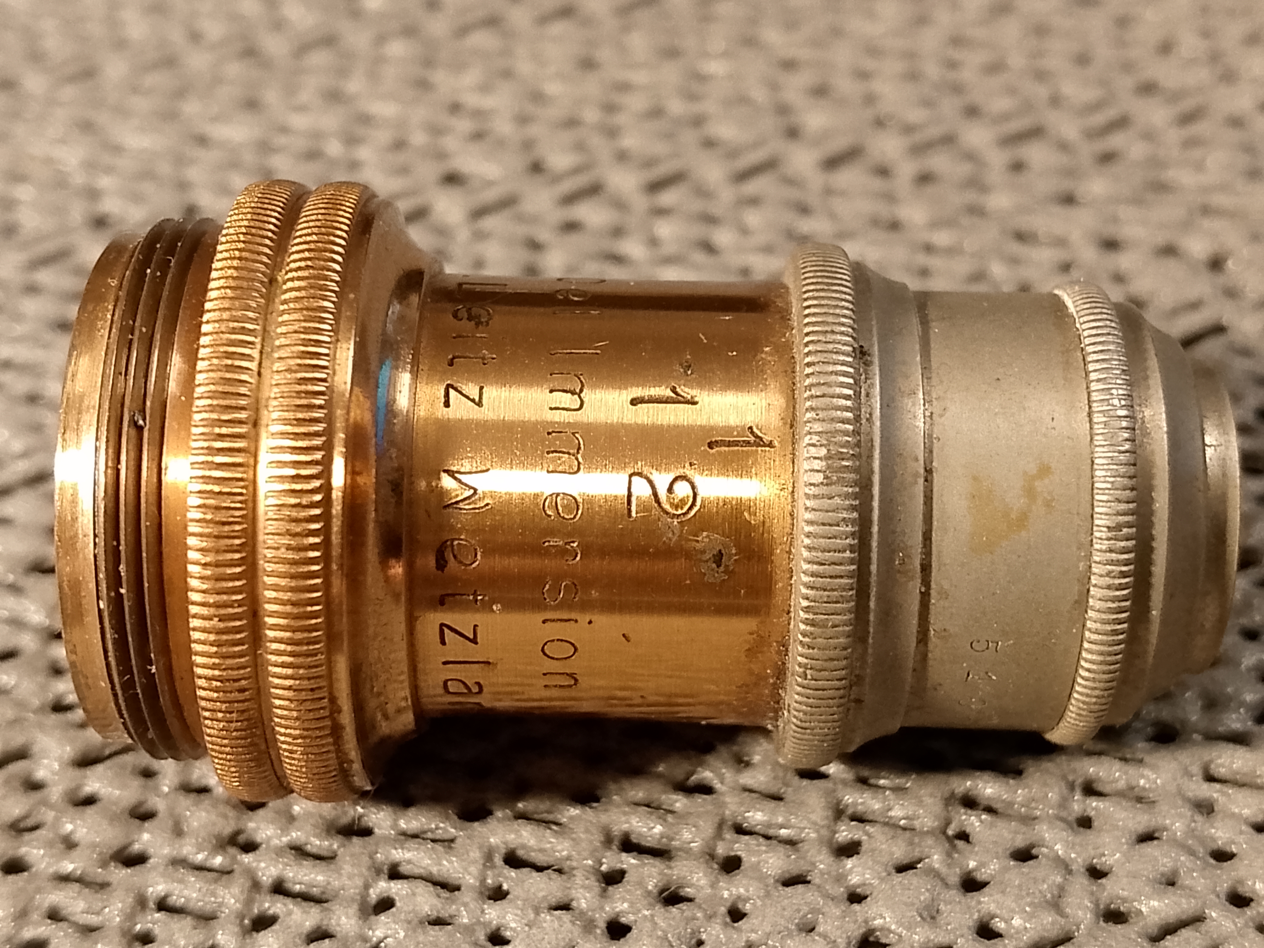 Leitz Vintage antique brass Obiektyw mikroskopowy E.Leitz Wetzlar 1/12 Oel-Immersion Apert. 1,30, powiększenie - ujęcie #4