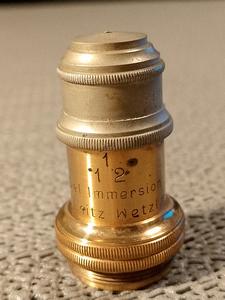Leitz Vintage antique brass E.Leitz Wetzlar 1/12 Oel-Immersion Apert. 1,30 Mikroskopobjektiv, messing, vintage (100x Mikroskop Objektiv), RMS, Antik