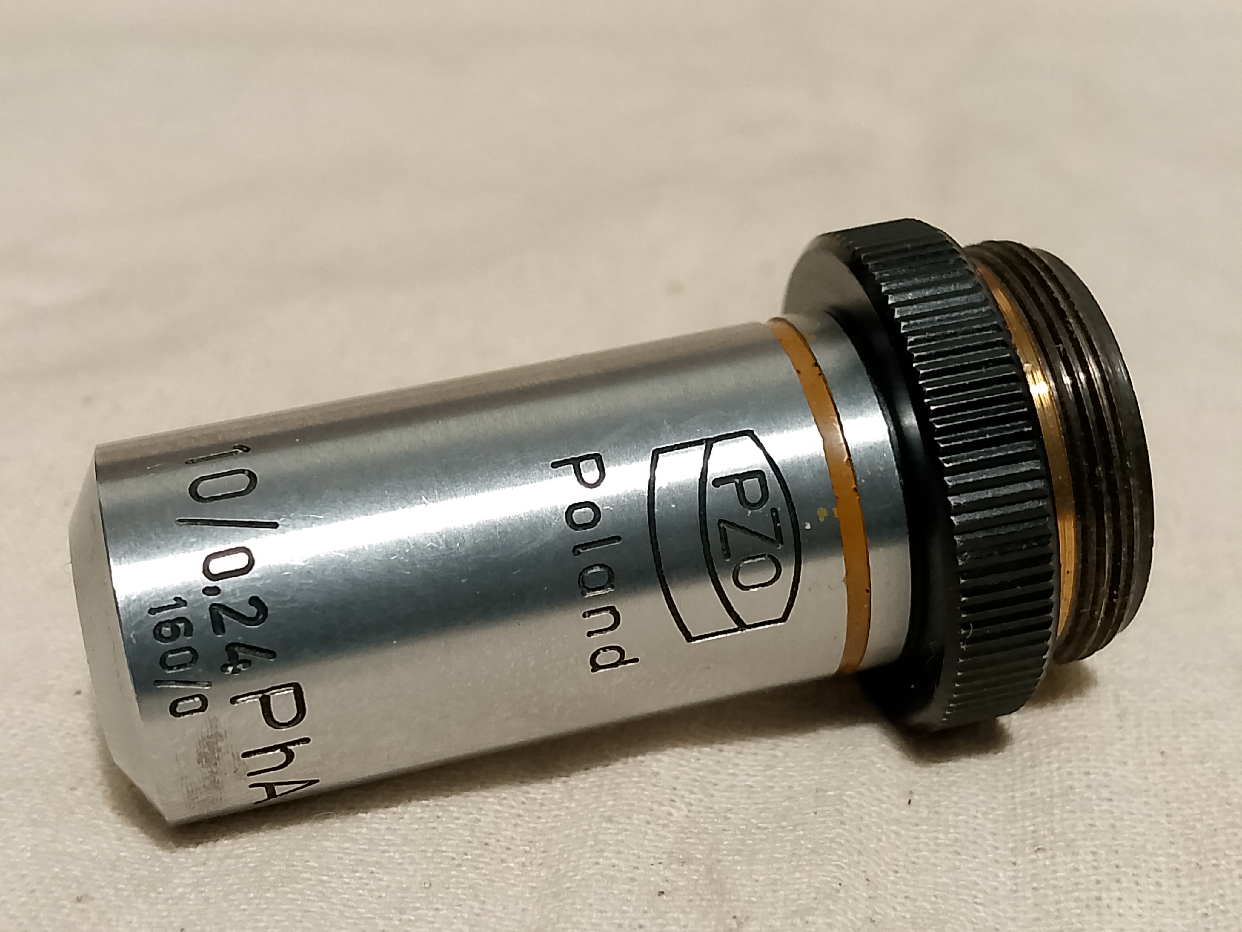 Obiektyw mikroskopowy PZO 10/0,24 PhA 160/0 do kontrastu fazowego anoptralnego 10x - different 5 view