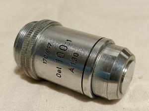 Leitz SM Obiektyw mikroskopowy Leitz Wetzlar Oel 100:1 170/0,17 A 1.30 RMS vintage 1/12 100x