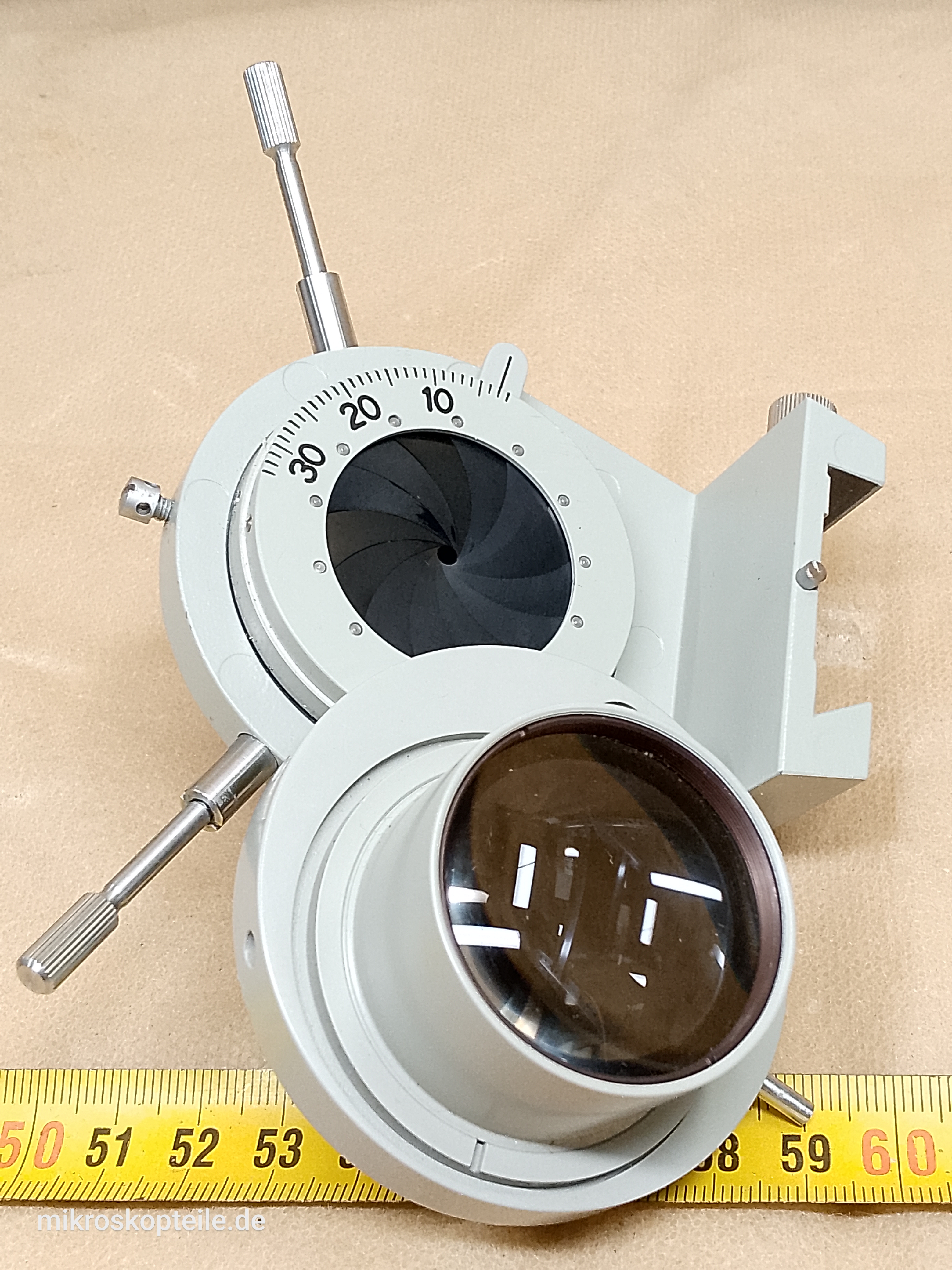 Carl Zeiss Jena Fluoval / Ergaval - mikroskopowy kondensor Apl. 1,4 o dużej aperturze z przysłoną irysową - different 13 view