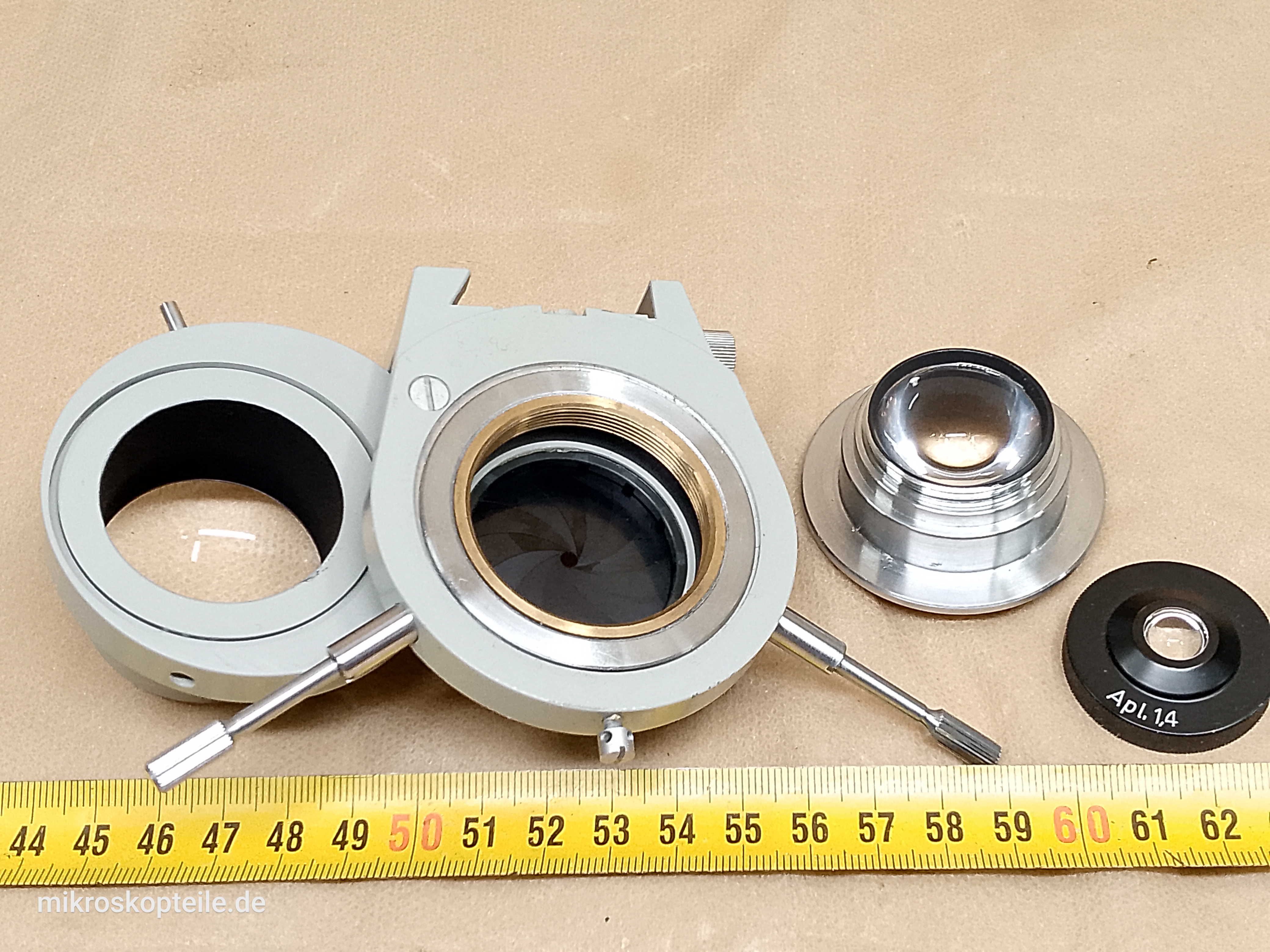 Carl Zeiss Jena Fluoval / Ergaval - mikroskopowy kondensor Apl. 1,4 o dużej aperturze z przysłoną irysową - different 18 view