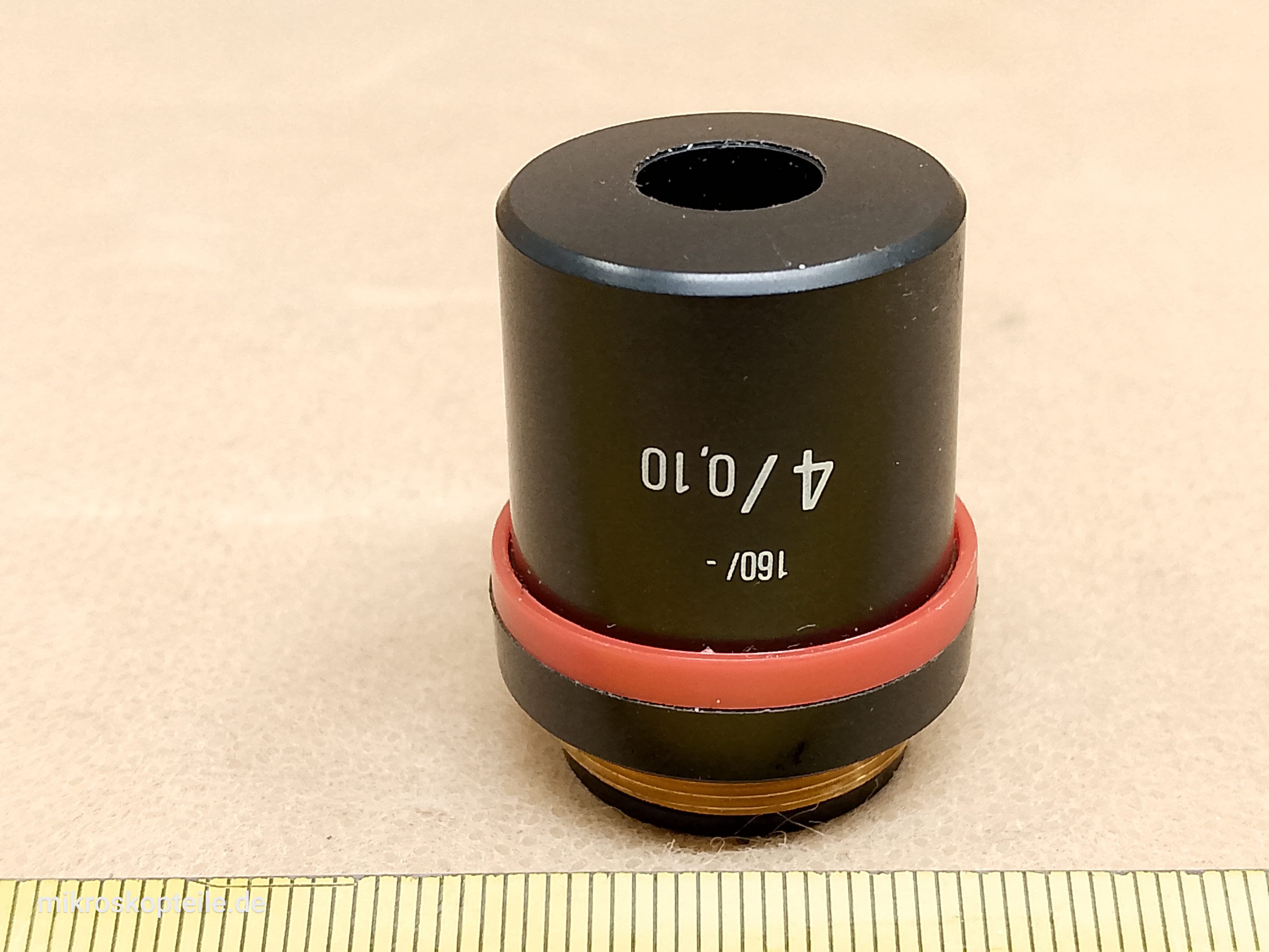 Will Wetzlar V300 / V365 4/0.10 160/- RMS 4x microscope objective, long barrel 45 mm, achromatic | Hund H600 und Leitz Wetzlar compatible - different 2 view