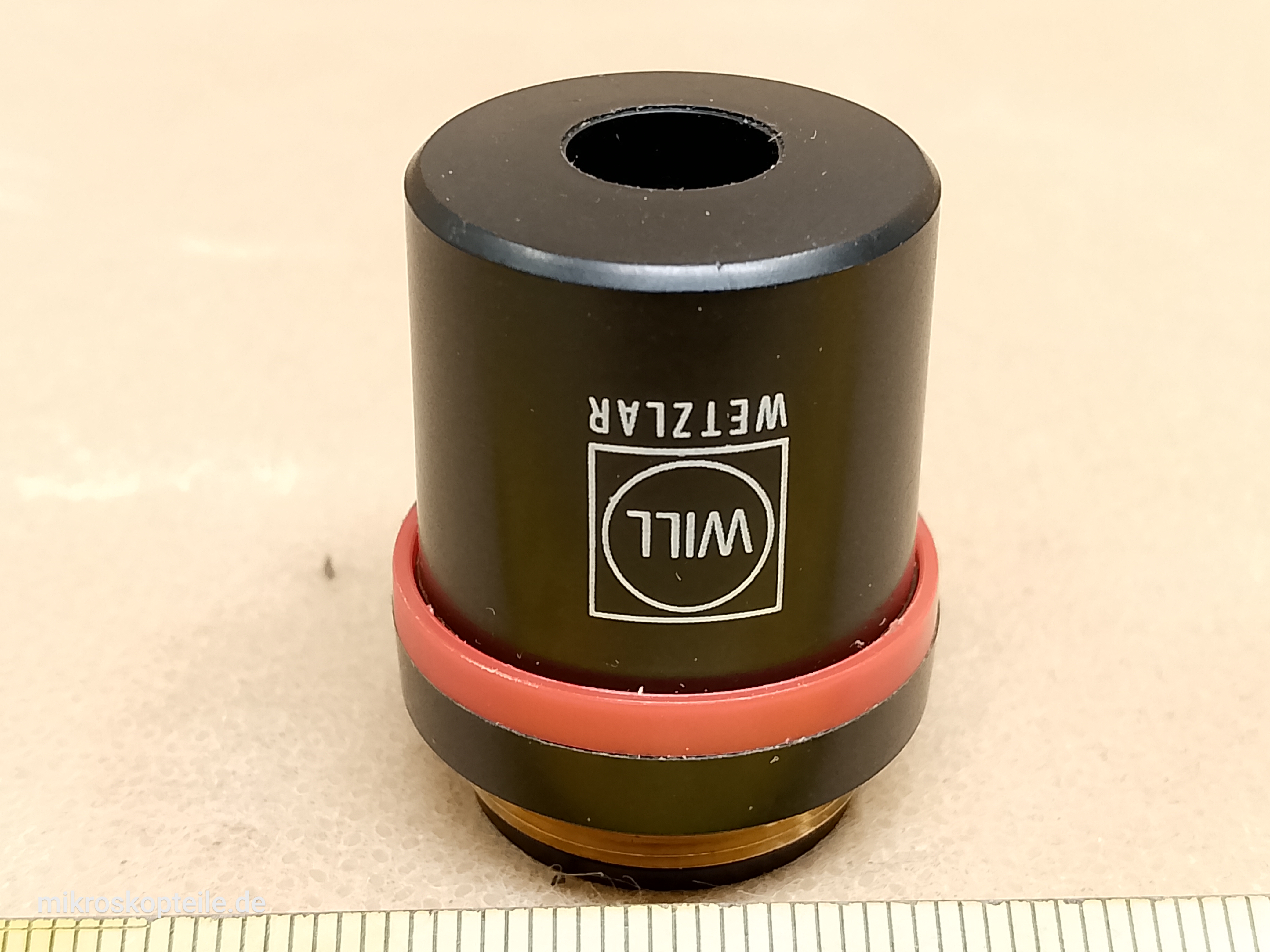 Will Wetzlar V300 / V365 4/0.10 160/- RMS 4x microscope objective, long barrel 45 mm, achromatic | Hund H600 und Leitz Wetzlar compatible - different 3 view