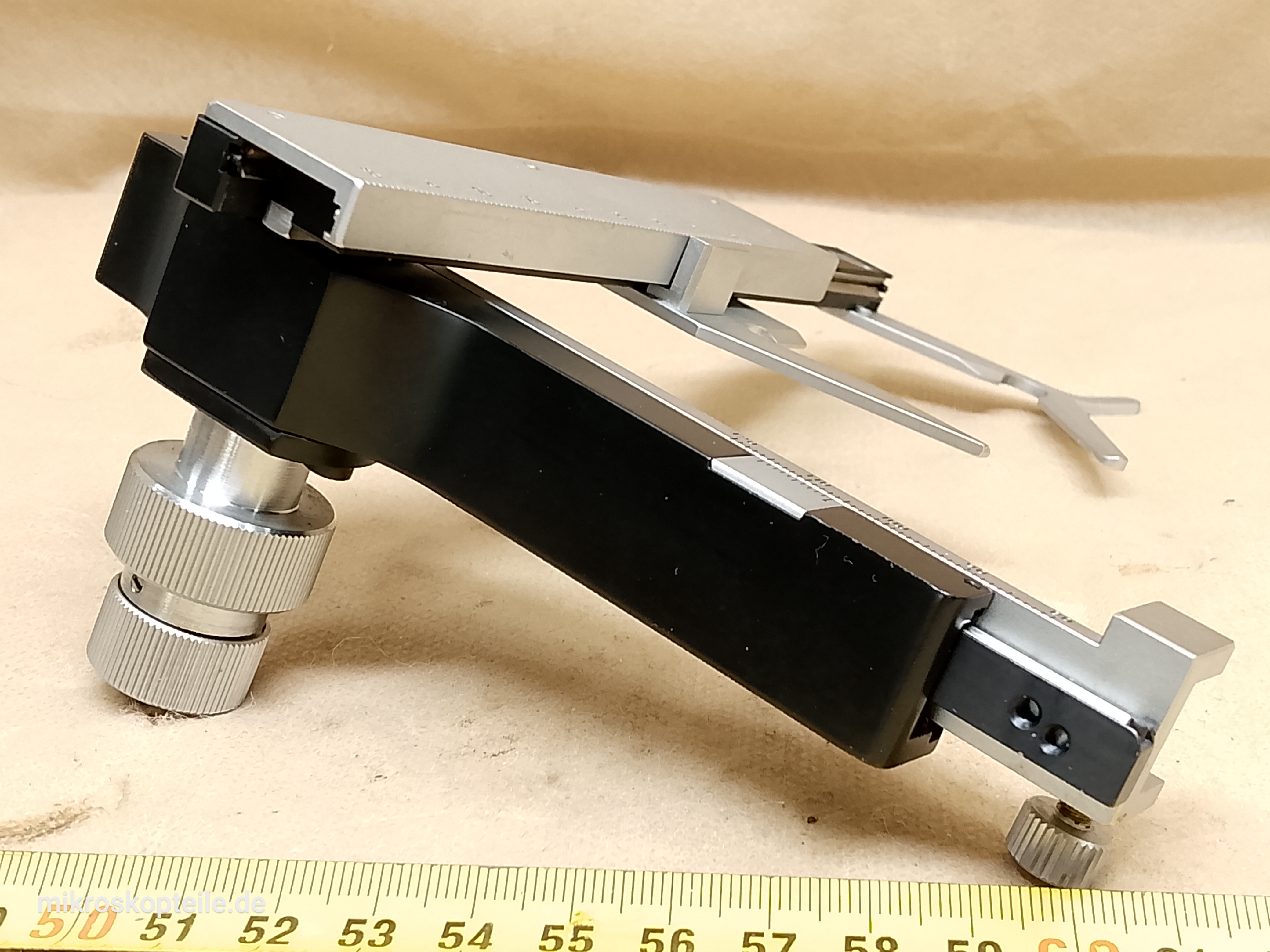 Will Wetzlar V100 / V200 microscope XY stage attachment left sided / cross specimen holder | Zeiss Jena Laboval and Olympus CH compatible - different 4 view