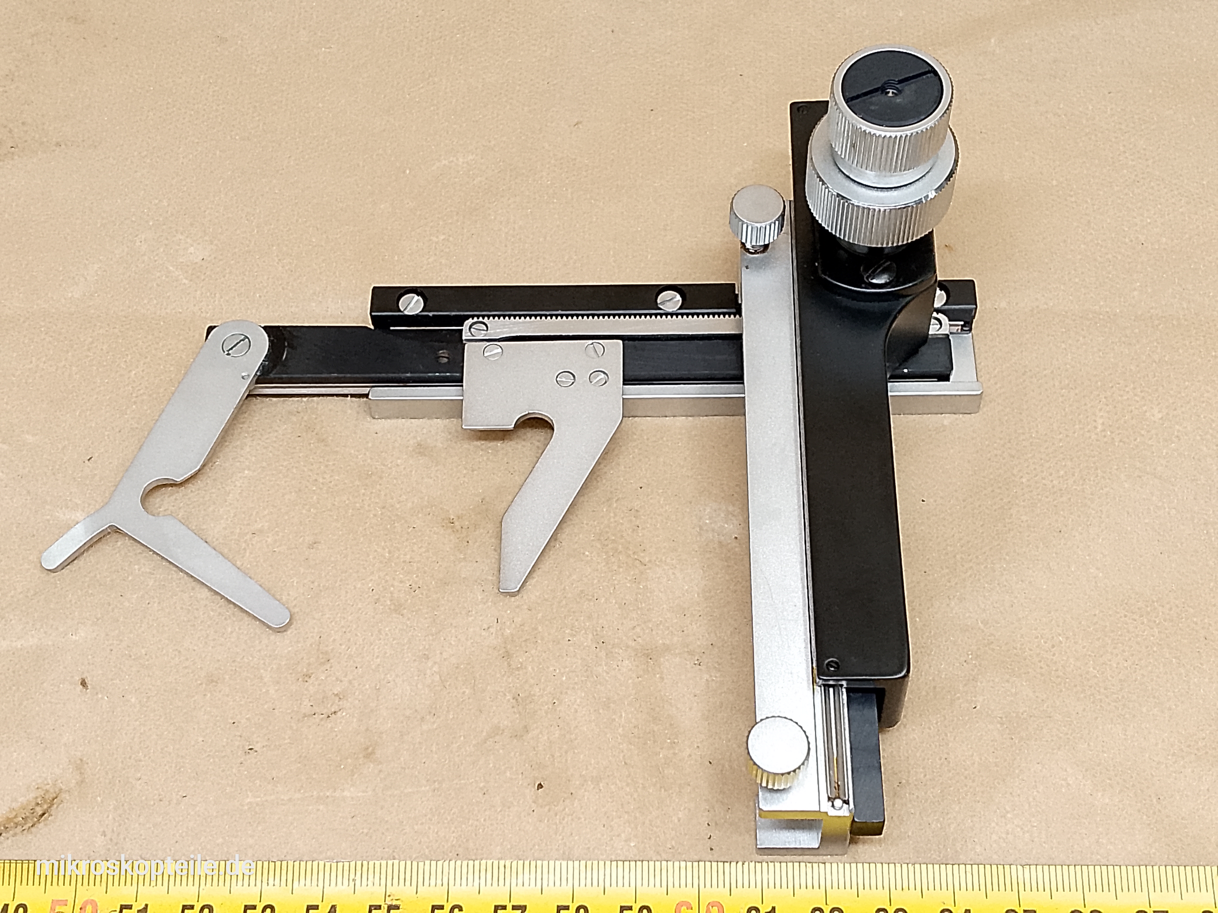 Will Wetzlar V100 / V200 microscope XY stage attachment left sided / cross specimen holder | Zeiss Jena Laboval and Olympus CH compatible - different 7 view
