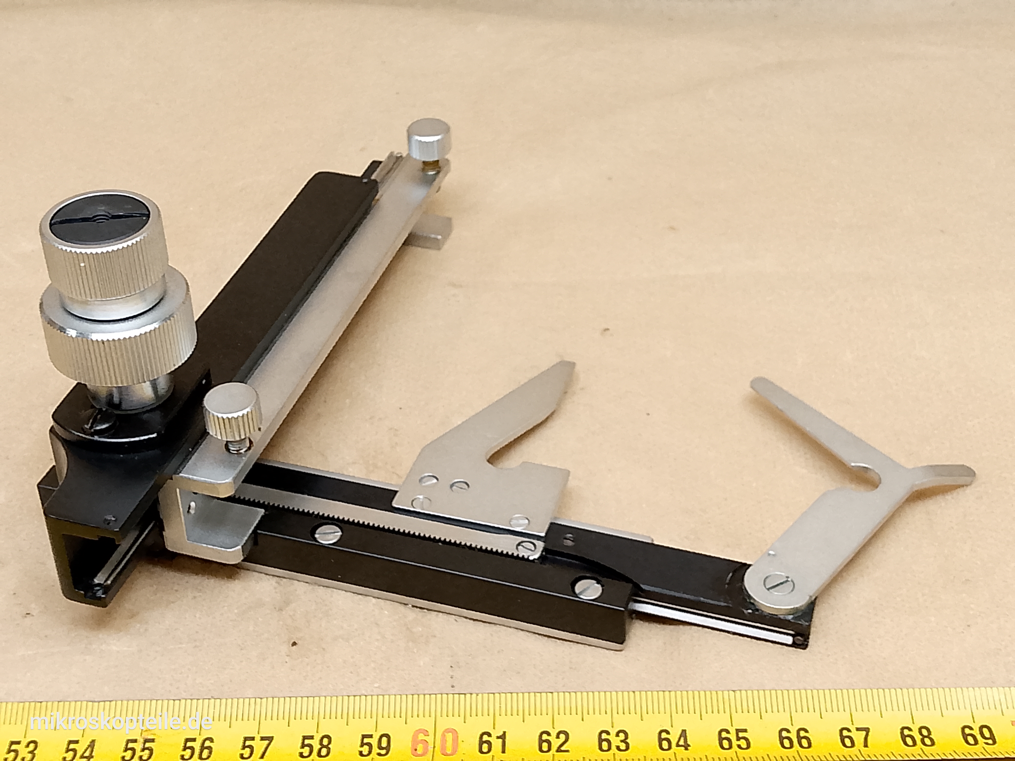 Will Wetzlar V100 / V200 microscope XY stage attachment left sided / cross specimen holder | Zeiss Jena Laboval and Olympus CH compatible - different 10 view