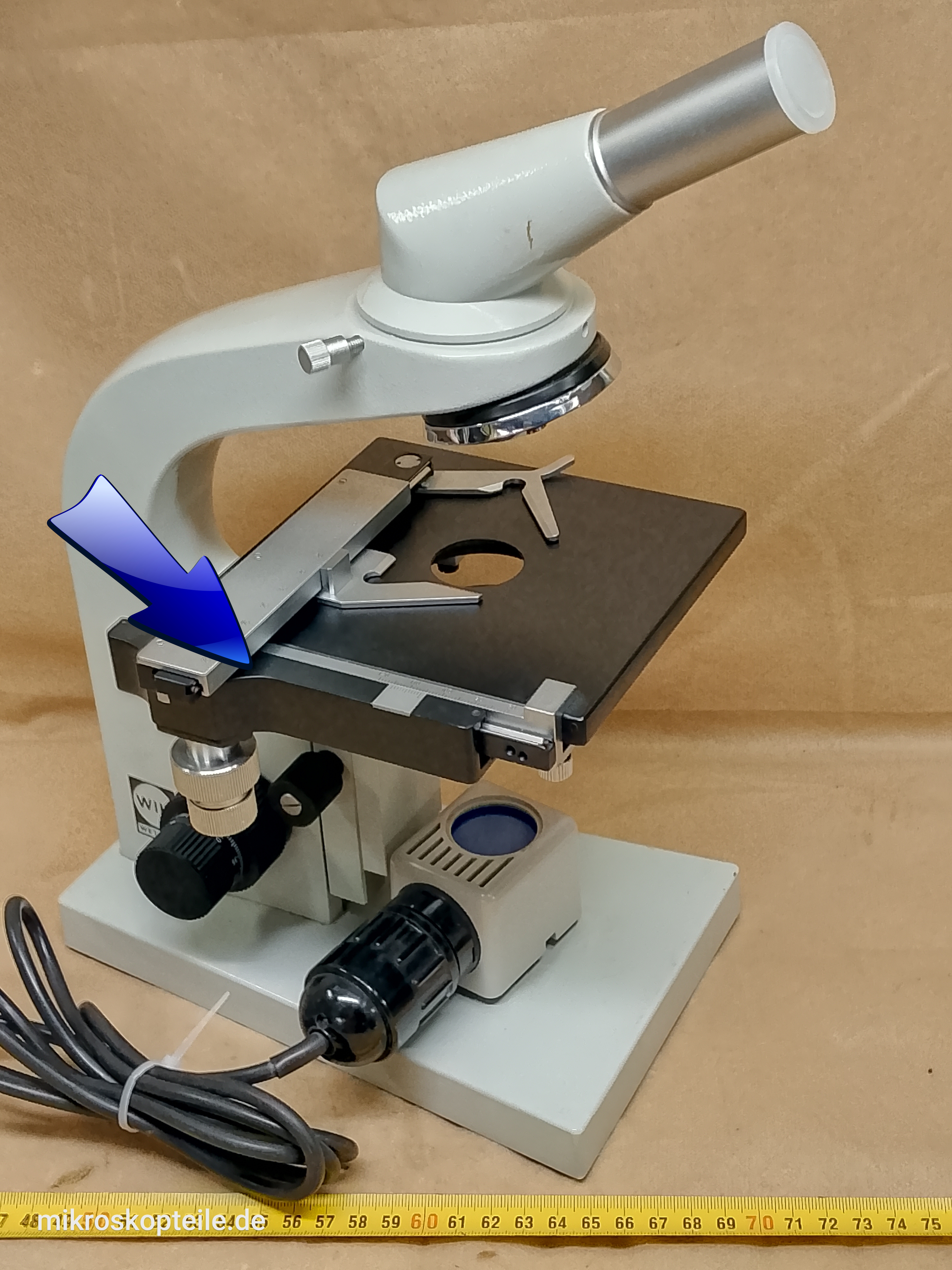 Will Wetzlar V100 / V200 microscope XY stage attachment left sided / cross specimen holder | Zeiss Jena Laboval and Olympus CH compatible - different 14 view