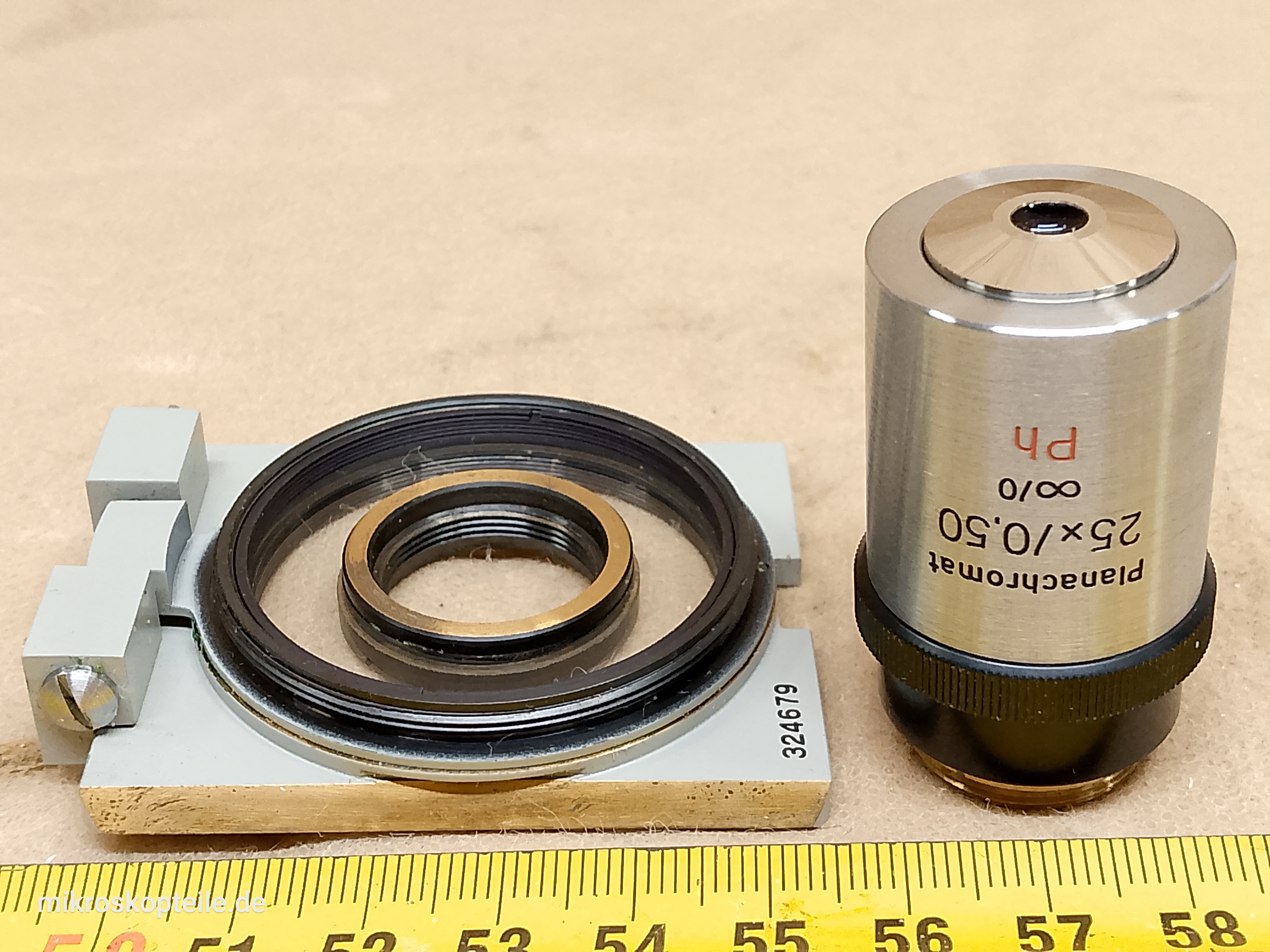 Carl Zeiss Jena Planachromat 25x/0,50 oo/0 Ph - EPI phase contrast microscope objective M19 | Neophot 21 reflected light - different 3 view