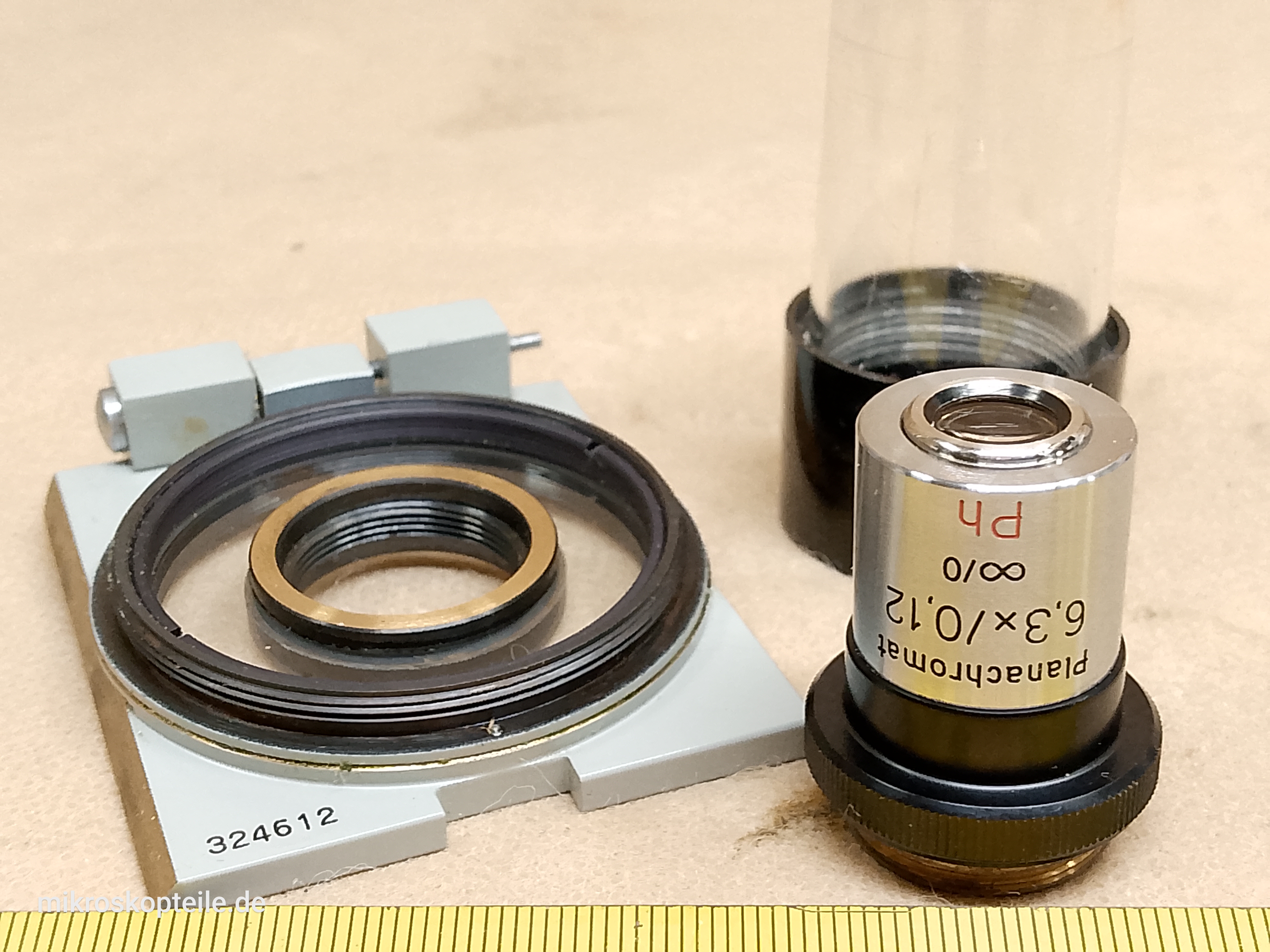 Carl Zeiss Jena Planachromat 6.3x/0.12 oo/0 Ph - EPI phase contrast microscope objective M19 | Neophot 21