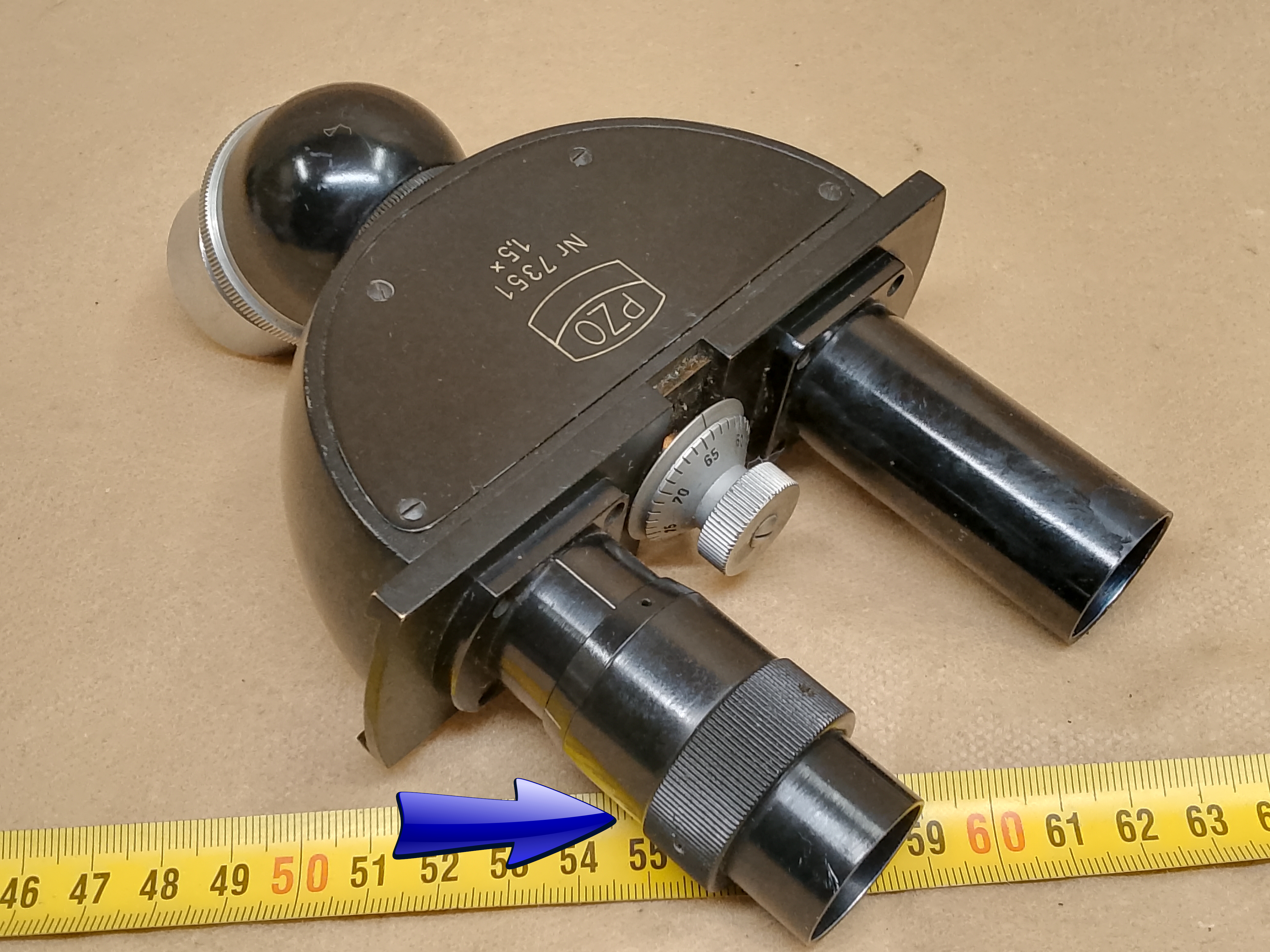 PZO MND-5 microscope binocular head eyepiece tubus with diopter adjustment ring - view #9