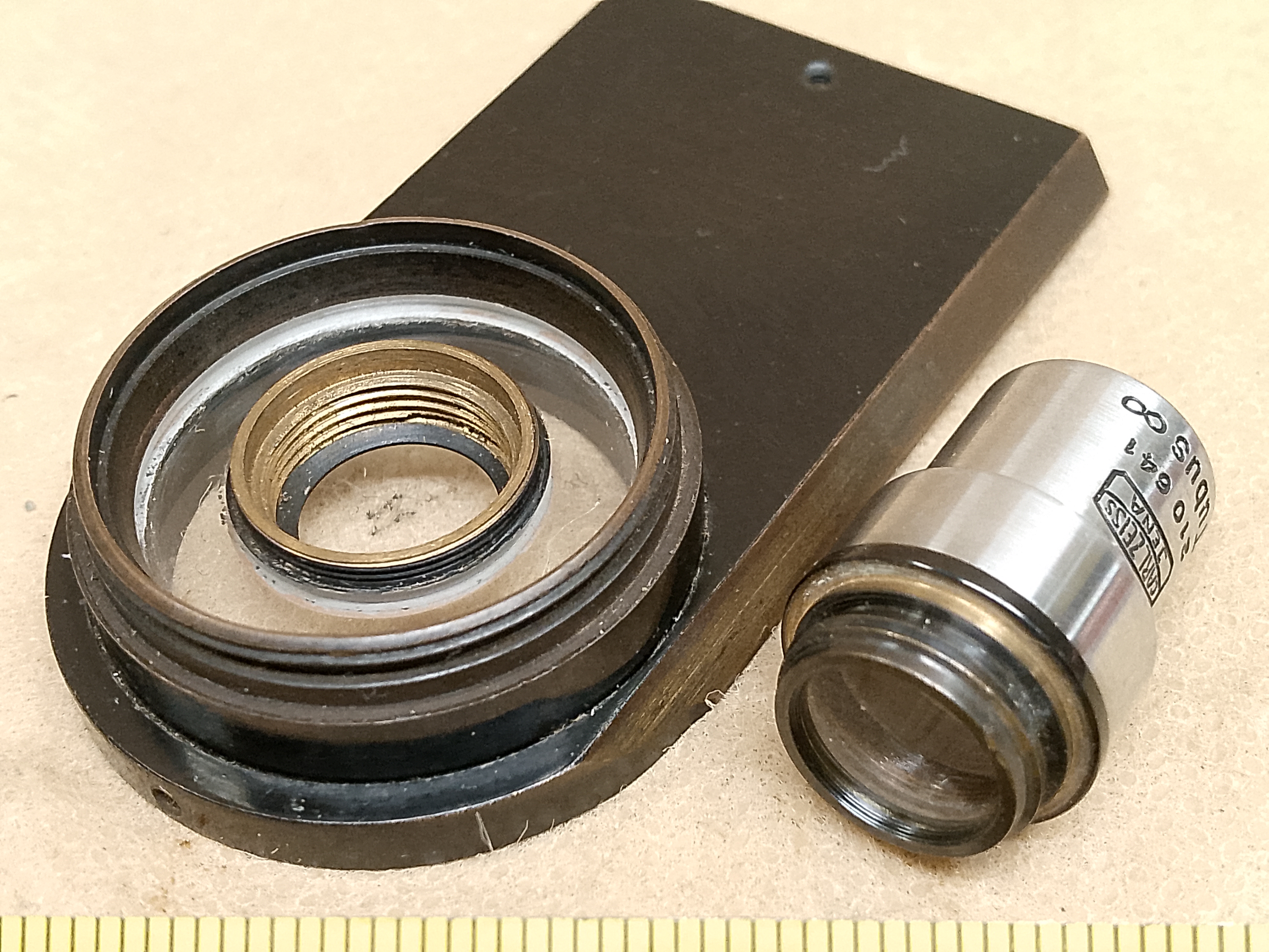 Carl Zeiss Jena Metalliput - mikroskopowy obiektyw metalurgiczny 5 Met / 2,7 Epi z adapterem / wsuwką do oświetlacza EPI (5x/0,09)