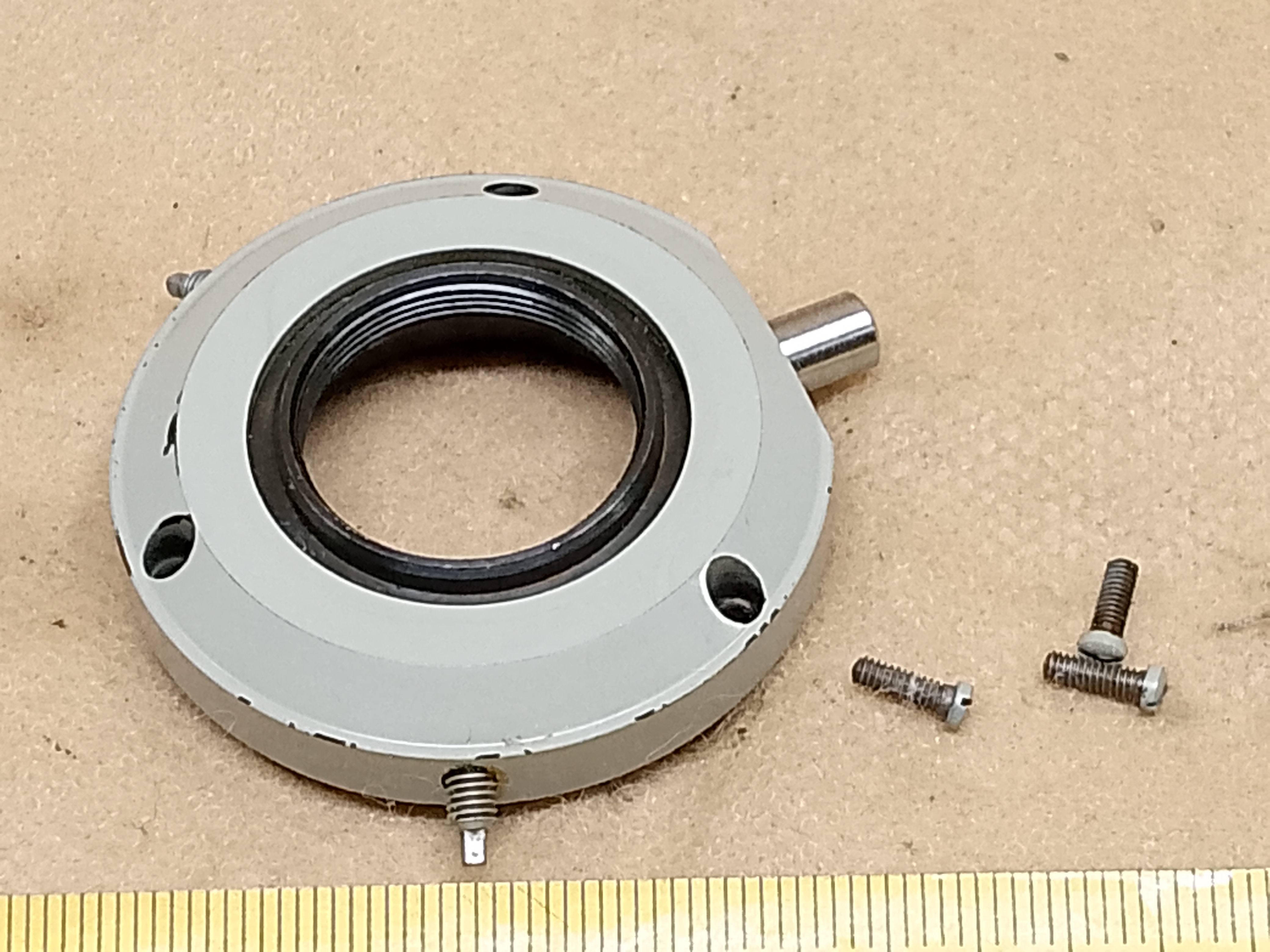 Carl Zeiss Jena Amplival - pierścień centrujący soczewkę ciemnego pola mikroskopowego kondensora - ujęcie #1
