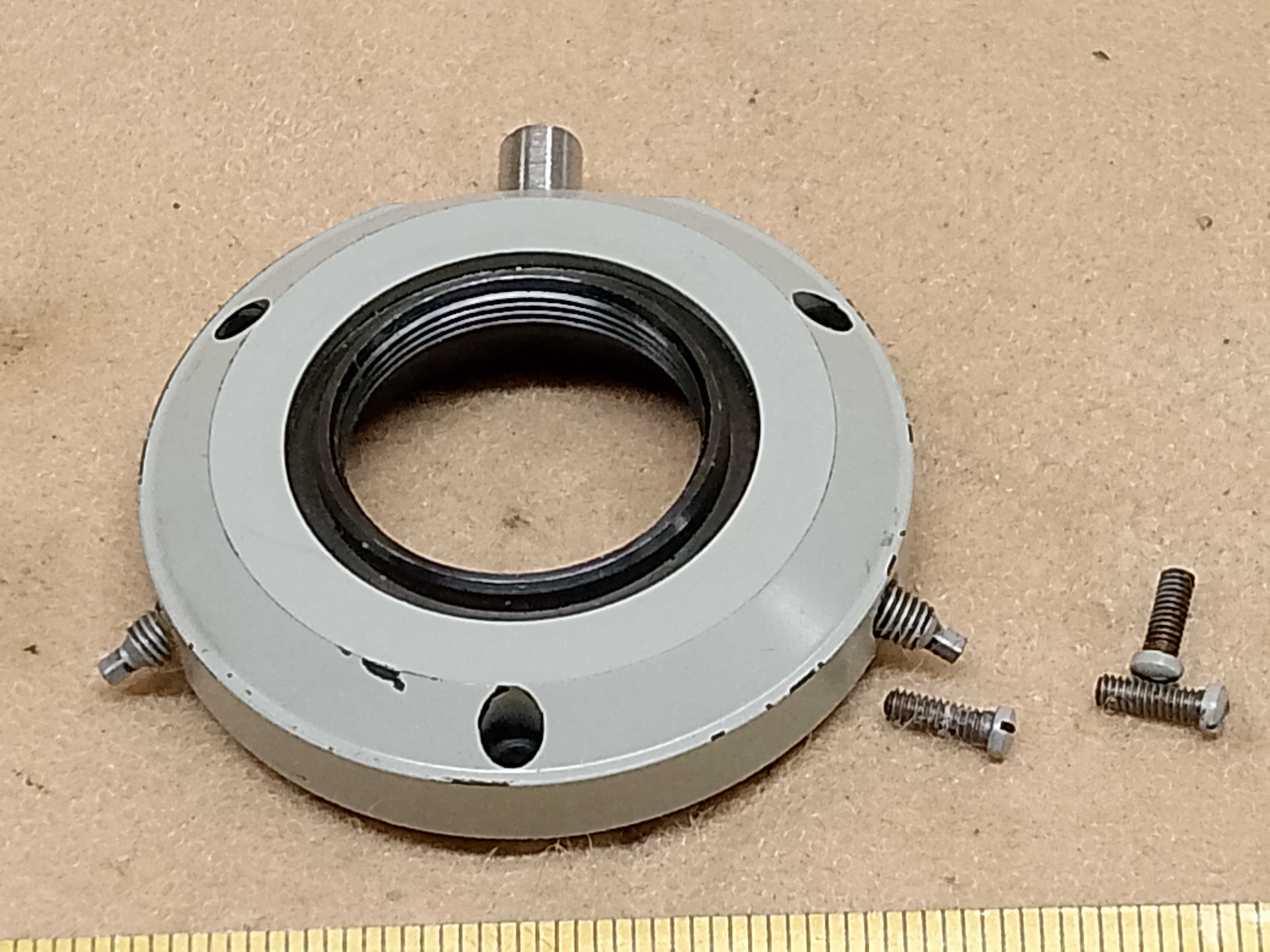 Carl Zeiss Jena Amplival - pierścień centrujący soczewkę ciemnego pola mikroskopowego kondensora - ujęcie #2