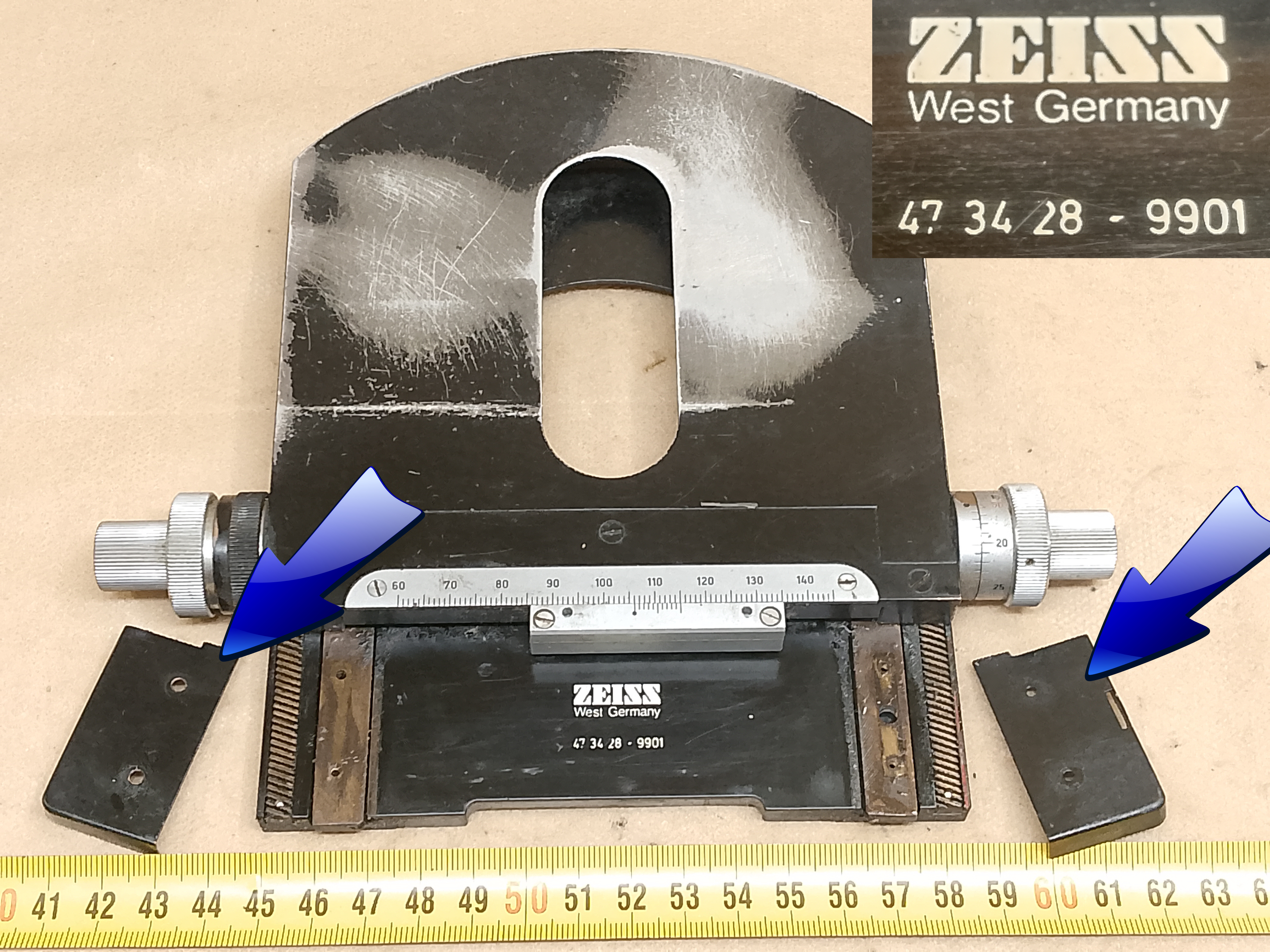Zeiss Standard 16 / GFL microscope stage - toothed rack covers - service spare part / repair element - view #7