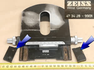 Zeiss Standard 16 / GFL microscope stage - toothed rack covers - service spare part / repair element - view #7