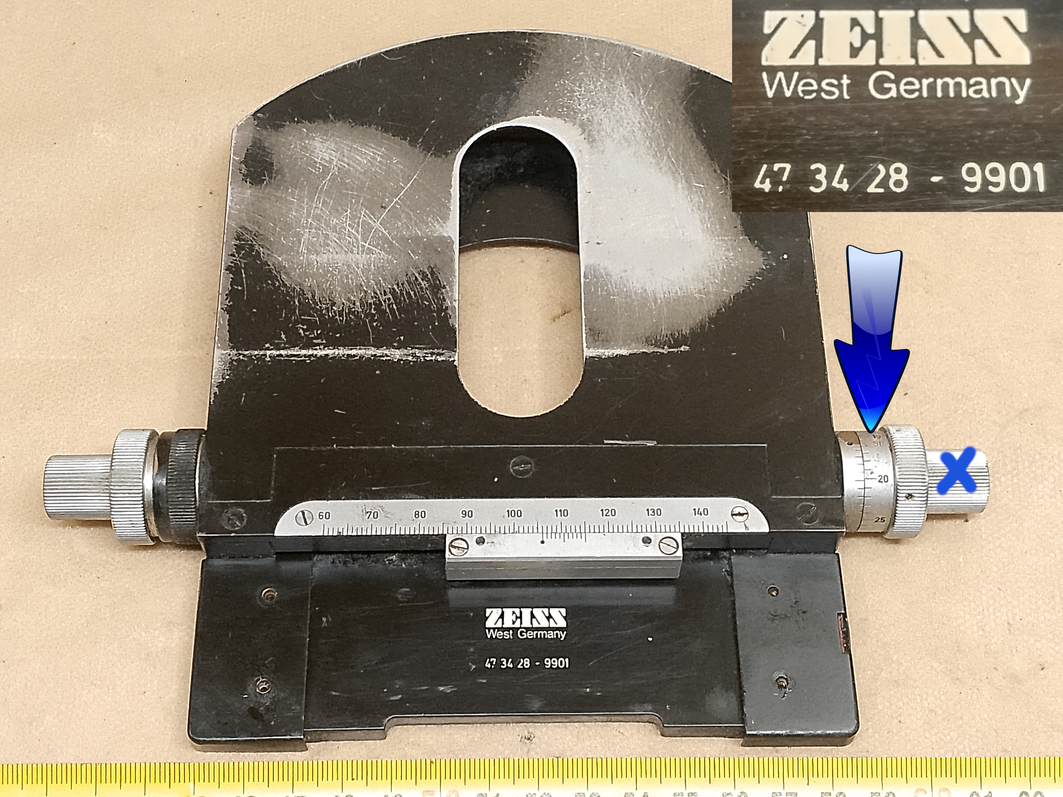 Zeiss Standard 16 / GFL - linker Knopf für Längsverschiebung - XY Mikroskop-Kreuztisch Reparaturteil - Ansicht #7