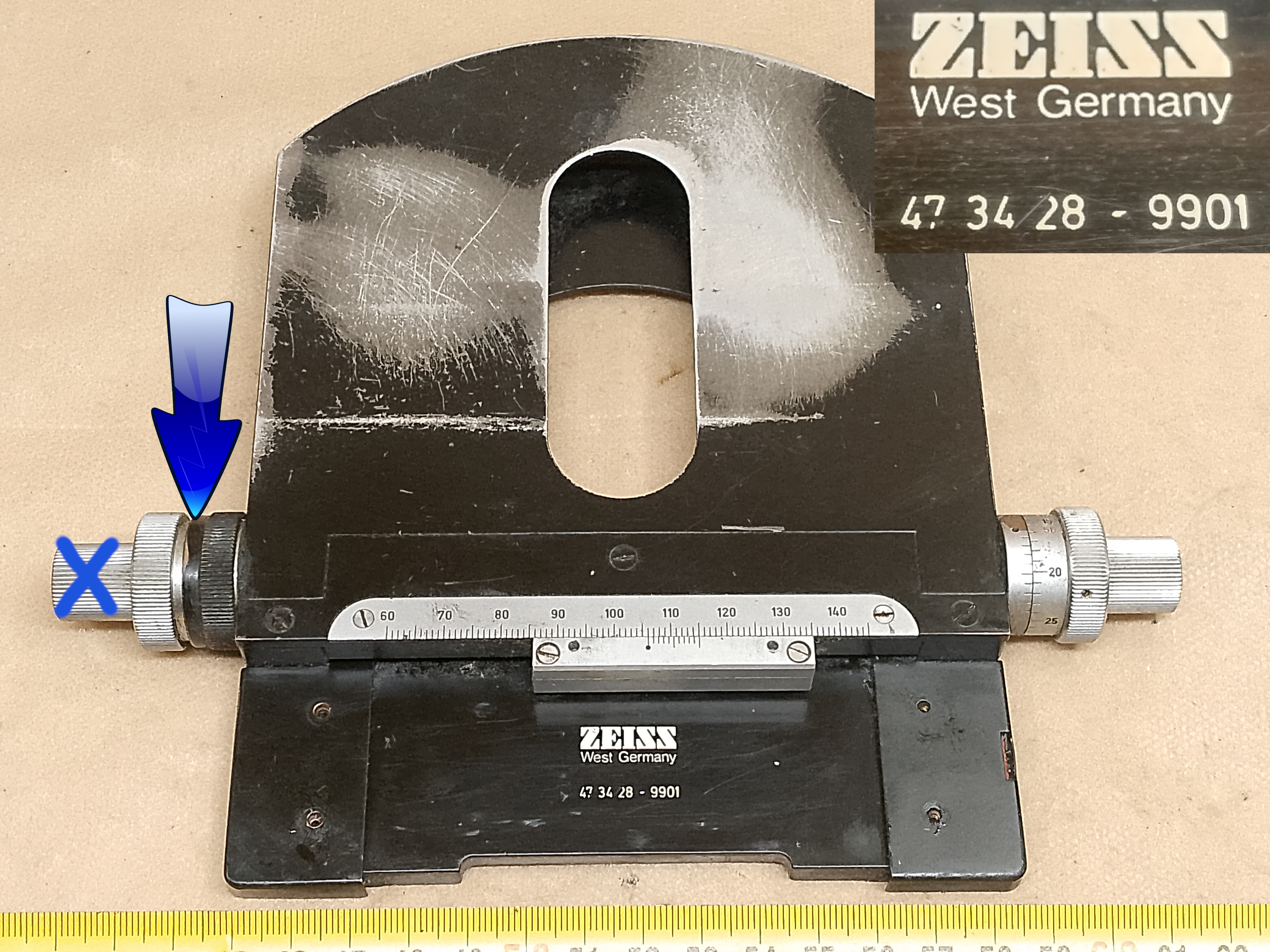 Zeiss Standard 16 / GFL - rechter Knopf für Längsverschiebung - XY Mikroskop-Kreuztisch Reparaturteil - Ansicht #8