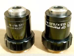Carl Zeiss Jena Jenaval / Jenamed Mikroskop GF-Planachromat 12,5x/0,25 Objektiv, unendlich, M25-Gewinde - thumbnail