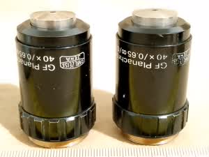 Carl Zeiss Jena Jenaval / Jenamed Mikroskop GF-Planachromat 40x/0.65 oo/0,17-A Objektiv, unendlich, M25-Gewinde