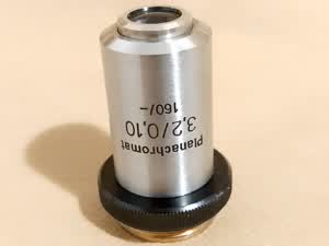 Carl Zeiss Jena Planachromat 3,2/0,10 160/- microscope objective 3,2x - thumbnail
