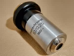 Carl Zeiss Jena Amplival Obiektyw mikroskopowy Carl Zeiss Jena Planachromat 10/0,25 160/- (RMS 10x)