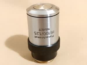 Carl Zeiss Jena Amplival Planachromat HI 100/1,25 160/0,17 oil immersion microscope objective 100x