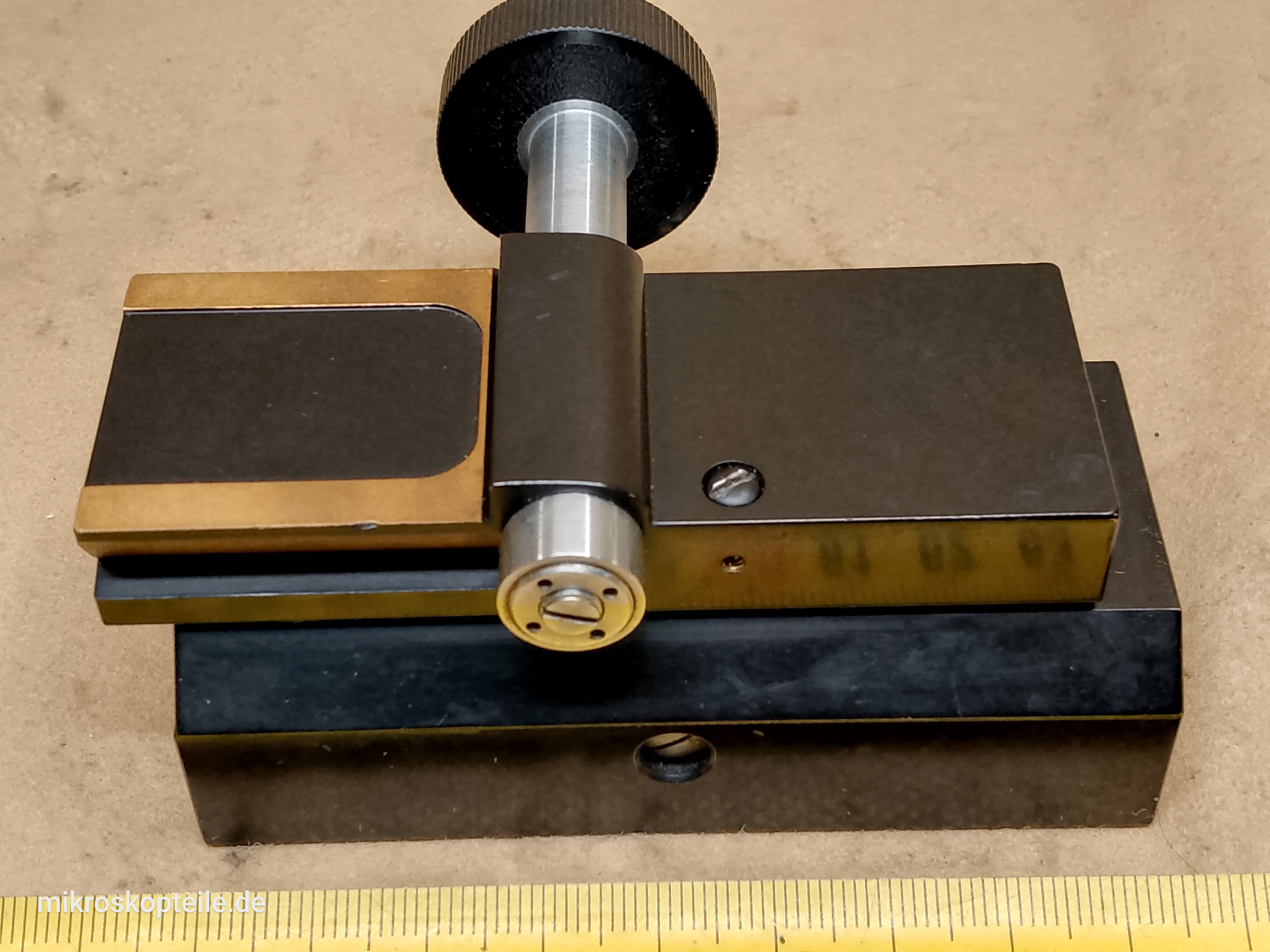 Carl Zeiss Jena Nf microscope condenser support | focusing knob, rack and pinion - view #4