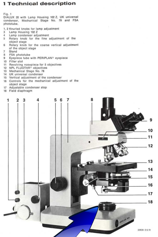 Leitz Dialux 20 - soczewka kolektora oświetlenia mikroskopu oraz uchwyt filtrów - ujęcie #5