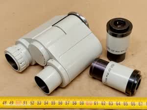 Carl Zeiss Jena Jenaval / Jenamed microscope widefield binocular, 30 mm GF-Pw 10x (25) eyepieces - thumbnail