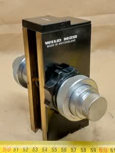 Wild M20 microscope coarse and fine focus block with knobs and shaft, Heerbrugg Switzerland - thumbnail