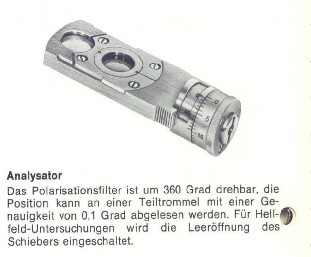 Reichert Zetopan / MeF-2 - wsuwka z 360 stopni obrotowym analizatorem z mikroskopowym filtrem polaryzacyjnym - ujęcie #11