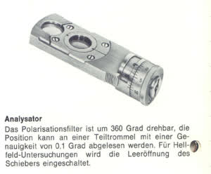 Reichert Zetopan / MeF-2 - wsuwka z 360 stopni obrotowym analizatorem z mikroskopowym filtrem polaryzacyjnym - different 11 view