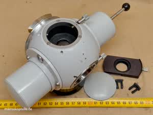 Zeiss Photomicroscope II / Universal - mikroskopowy tubus pośredni trino / foto ze zmieniaczem powiększeń Optovar, soczewką Bertranda i mocowaniem rewolweru obiektywów - different 2 view