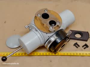 Zeiss Photomicroscope II / Universal - mikroskopowy tubus pośredni trino / foto ze zmieniaczem powiększeń Optovar, soczewką Bertranda i mocowaniem rewolweru obiektywów - different 11 view