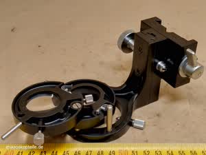 Zeiss Photomicroscope / Ultraphot - mocowanie kondensora mikroskopowego ze śrubami centrującymi, listwa zębata, uchwyt filtrów i soczewka szerokiego pola - different 12 view