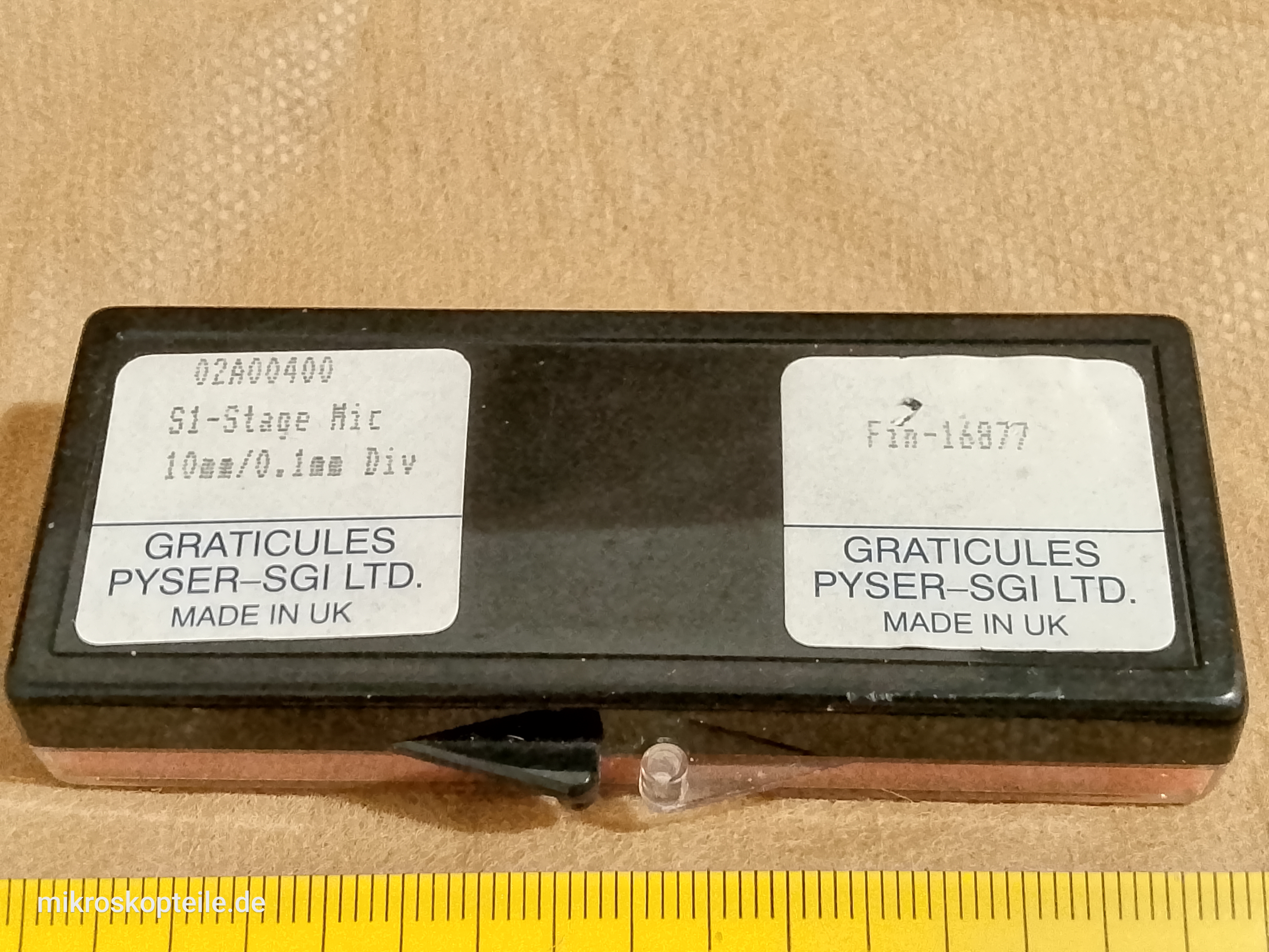 Pyser-SGI mikroskopowe szkiełko mikrometryczne S1 10mm 0.1mm Div 02A00400 Fin-16877 Graticules Ltd. - ujęcie #2