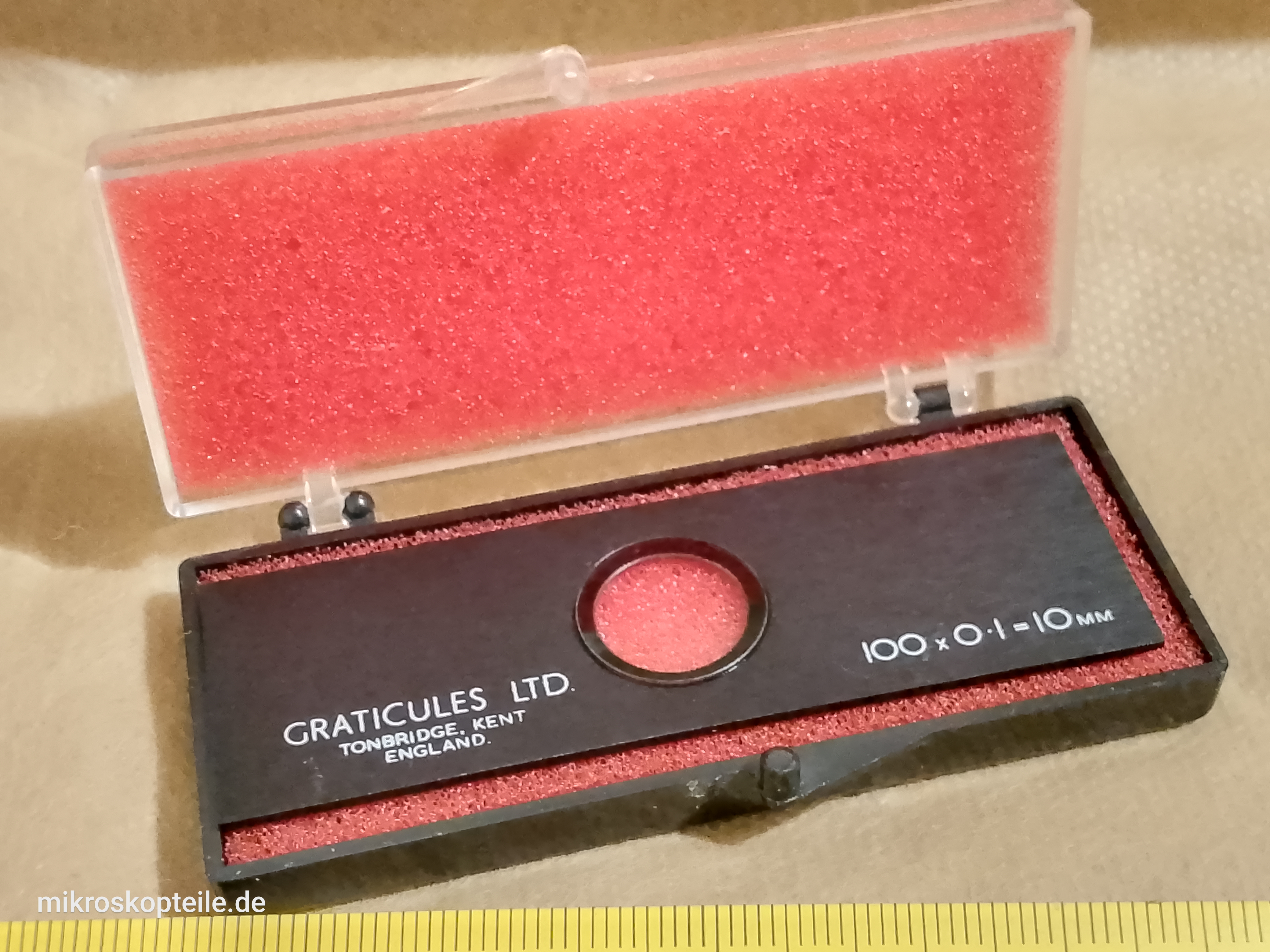 Pyser-SGI mikroskopowe szkiełko mikrometryczne S1 10mm 0.1mm Div 02A00400 Fin-16877 Graticules Ltd. - ujęcie #4