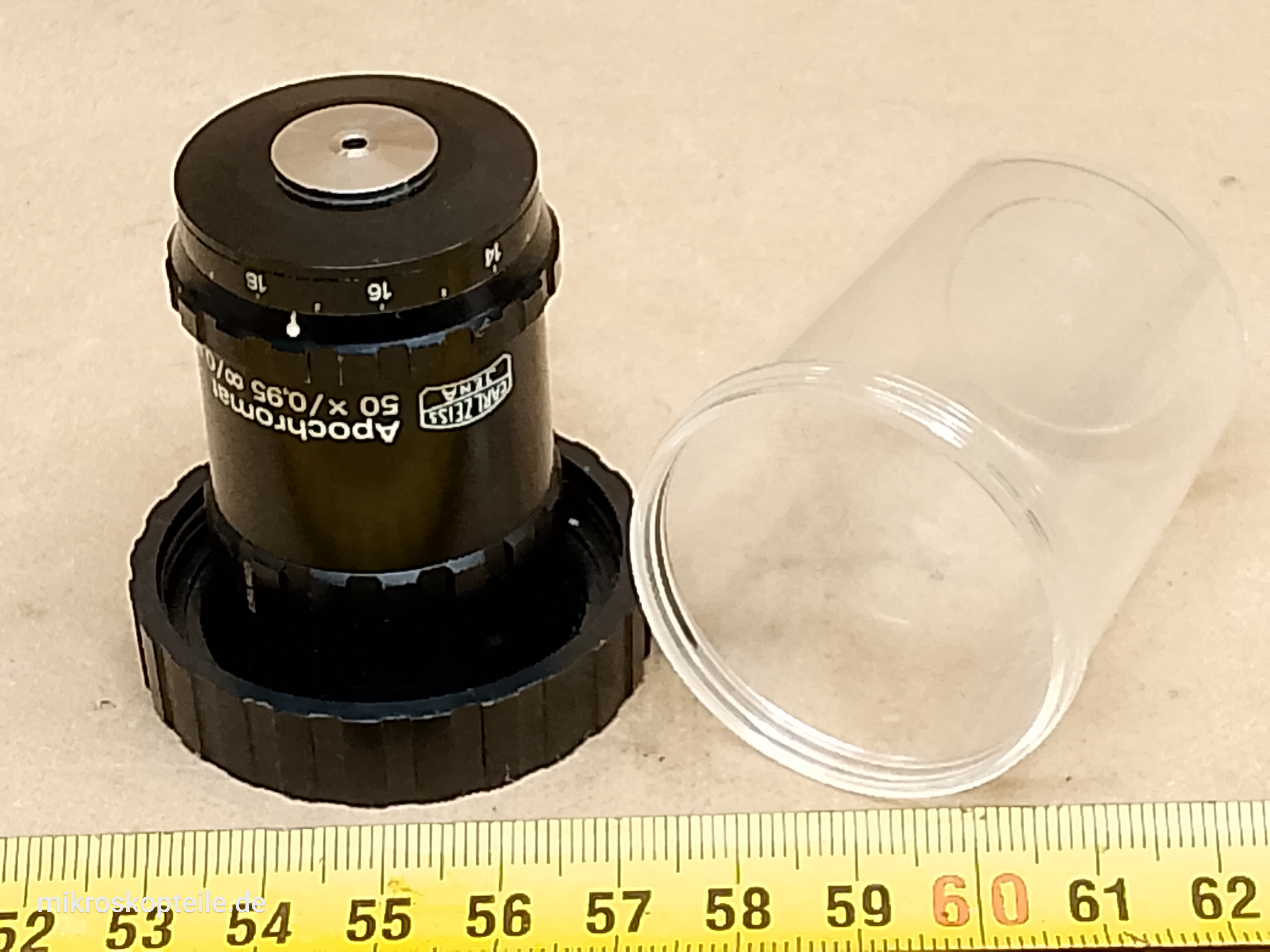 Carl Zeiss Jena Jenalumar Mikroskop Apochromat 50x/0,95 oo/0,17-A Objektiv mit M25-Gewinde und Korrekturring - Ansicht #2