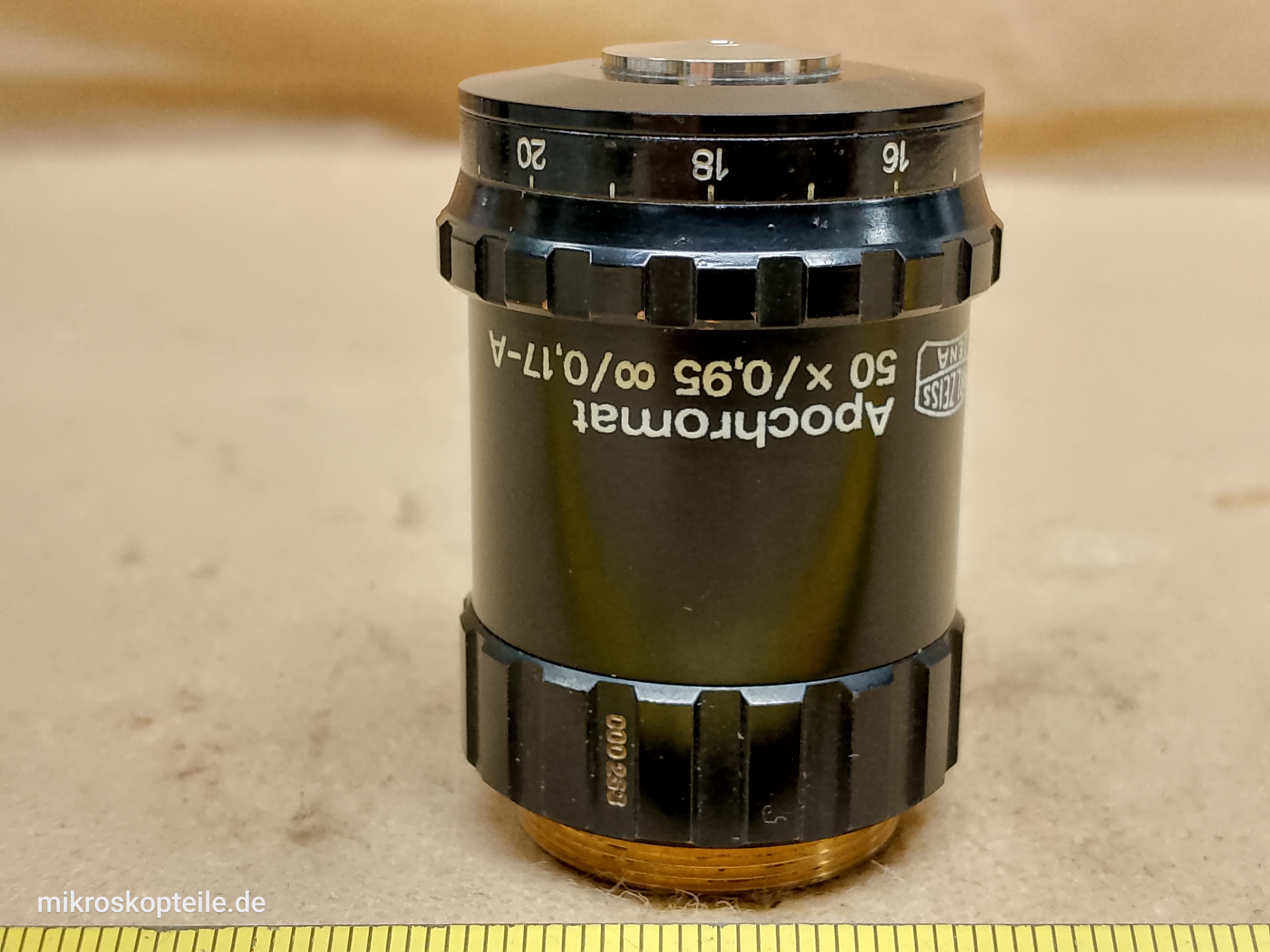 Carl Zeiss Jena Jenalumar Mikroskop Apochromat 50x/0,95 oo/0,17-A Objektiv mit M25-Gewinde und Korrekturring - Ansicht #4