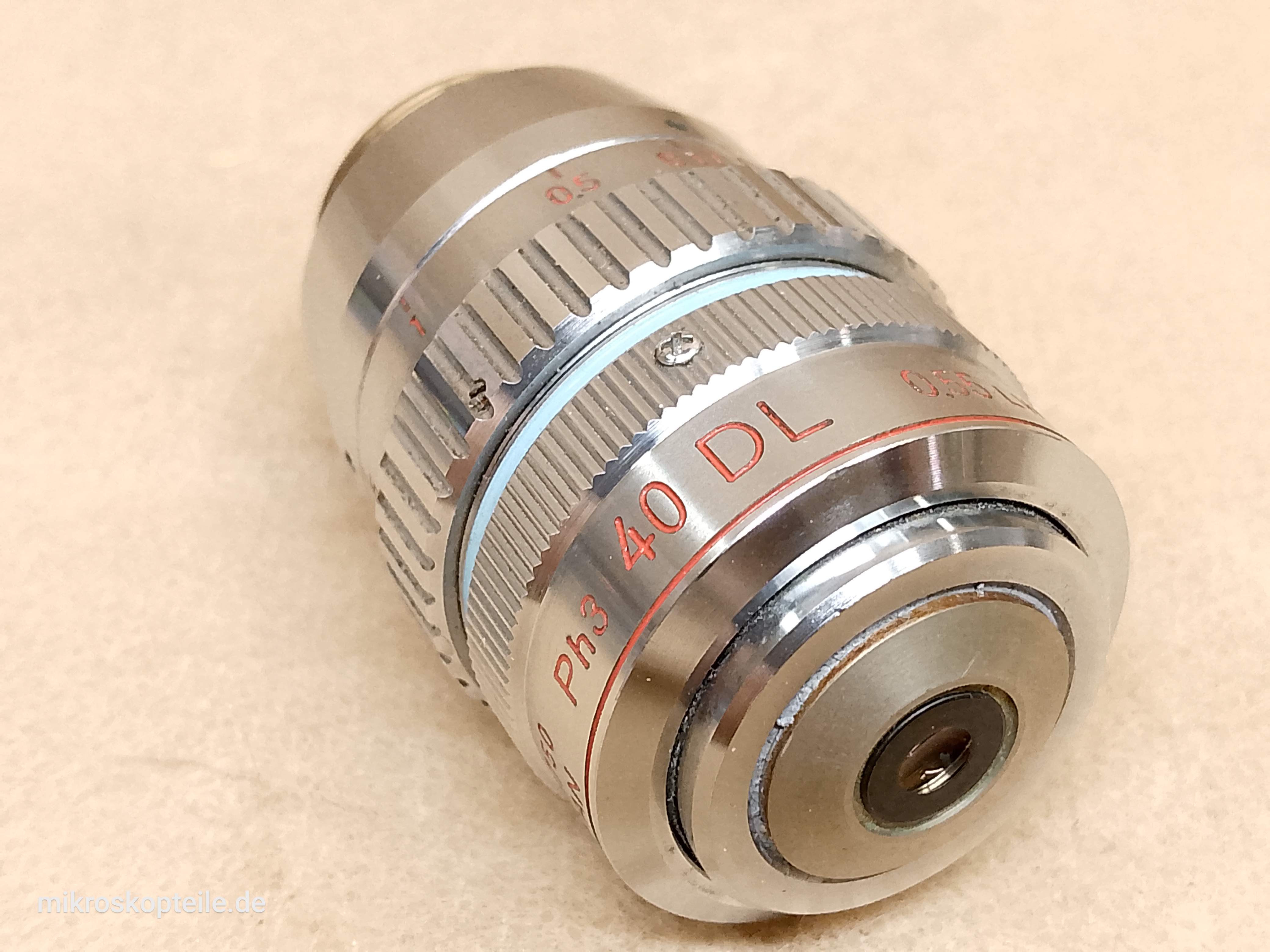 Nikon TMS / Labophot-2 Mikroskop Ph3 40 DL 0.55 LWD 160/0-2 Objektiv | 40x Phasenkontrast mit großem Arbeitsabstand und Korrekturring - different 2 view