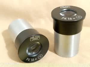 Carl Zeiss Jena PK 16x (12) microscope eyepieces with a mounting diameter of 23.2mm (pair) - different 2 view
