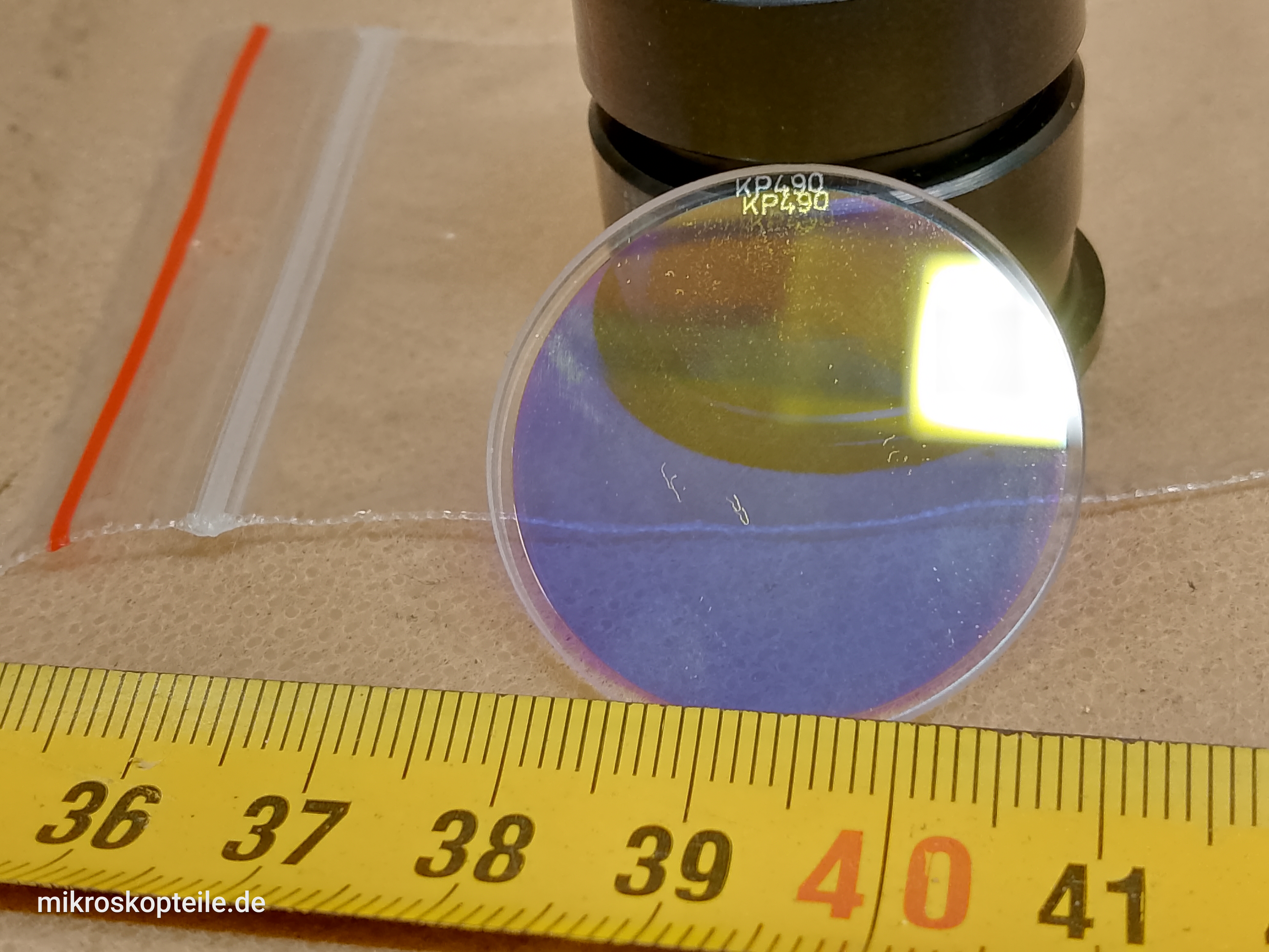 Carl Zeiss Jena KP490 Mikroskop Erregerfilter 32mm blau für Fluoreszenz - different 2 view